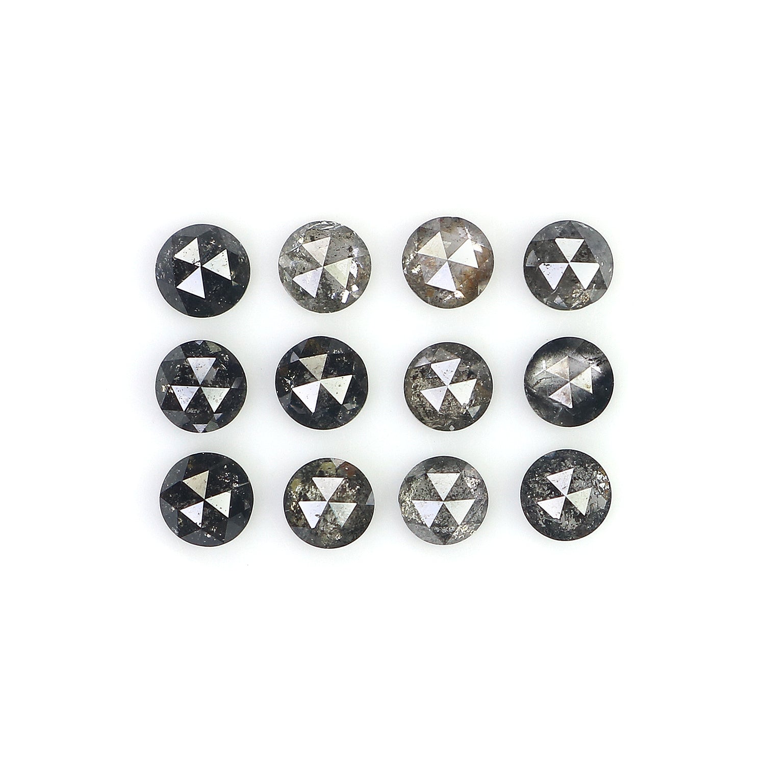 0.91 Ct Natural Loose Round Rose Cut Diamond Salt And Pepper Round Diamond 2.50 MM Natural Black Grey Color Round Rose Cut Diamond LQ7993