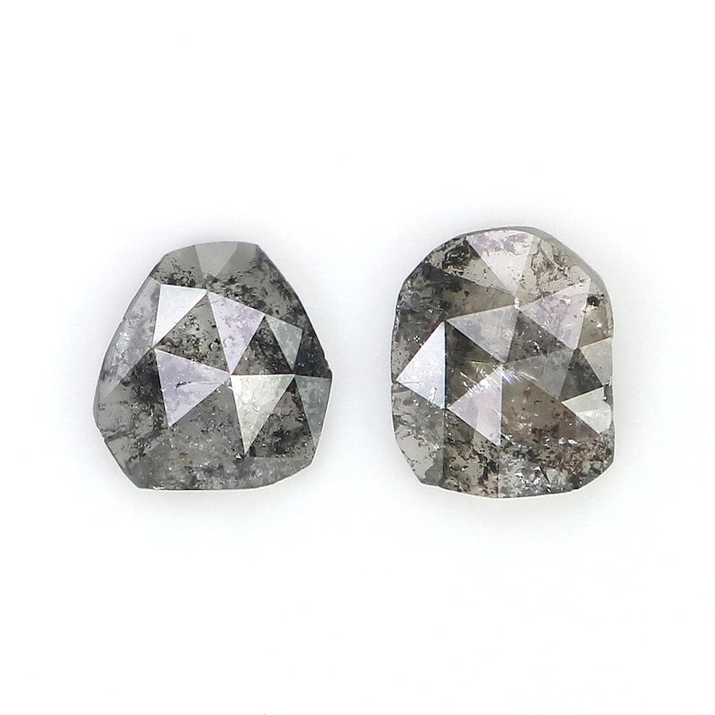 0.75 CT Natural Loose Slice Cut Diamond Salt And Pepper Irregular Cut Diamond 5.05 MM Black Grey Color Slice Shape Rose Cut Diamond NQ1631