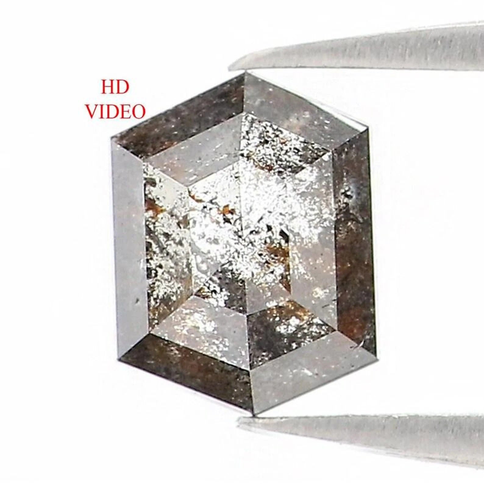 0.45 CT Natural Loose Hexagon Diamond Salt And Pepper Hexagon Diamond 5.10 MM Natural Loose Black Grey Color Hexagon Rose Cut Diamond NQ1516