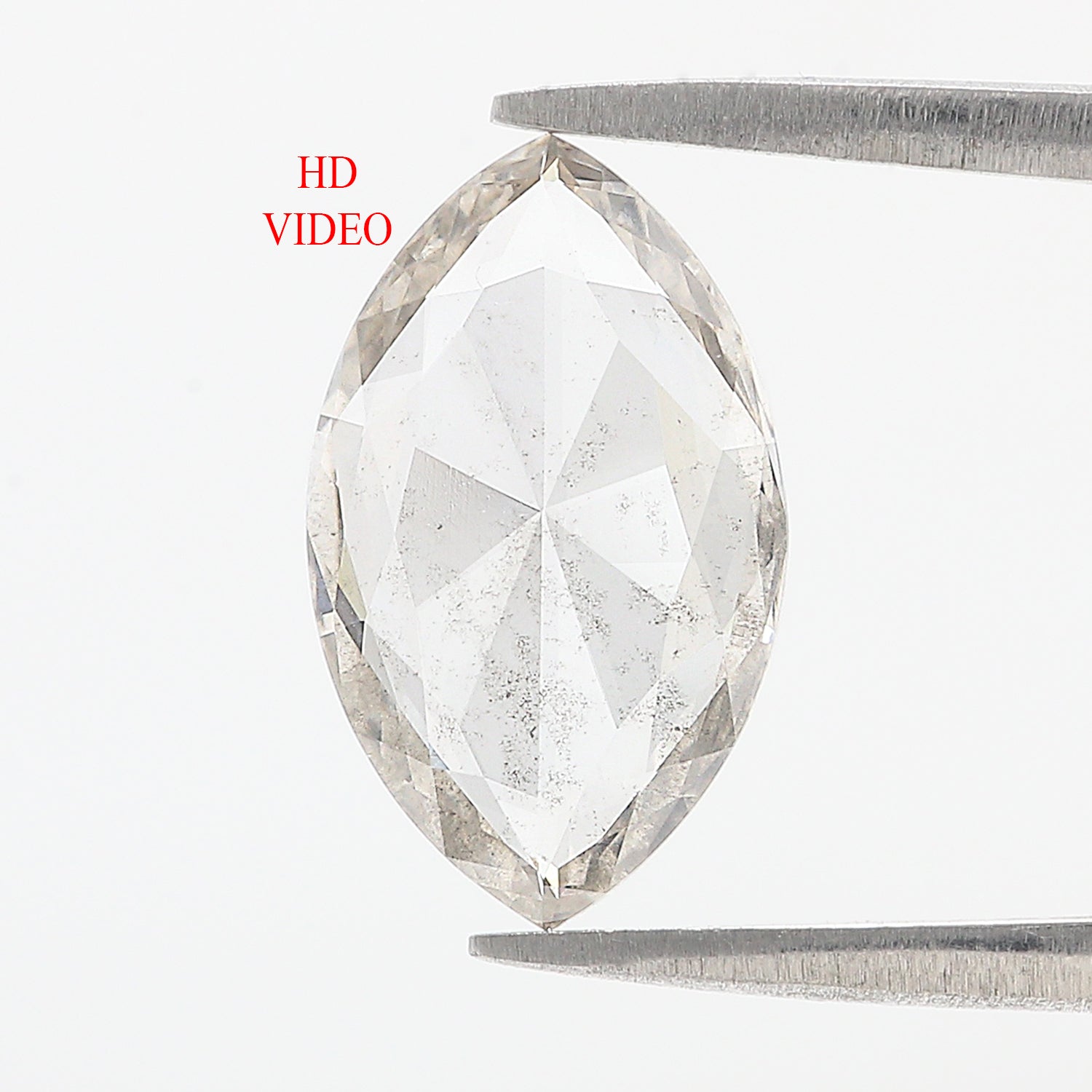 1.87 CT Marquise Rose Cut Salt And Pepper Lab Grown 14.60 MM Loose Diamond CVD Fancy Black Grey Color Lab Created Antique Cut Diamonds L3569