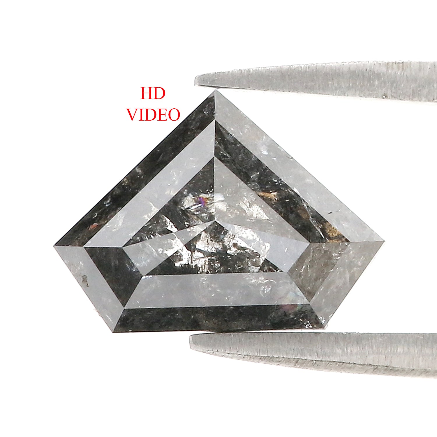 3.47 CT Natural Loose Shield Diamond Black Grey Color Diamond 8.75 MM Natural Loose Diamond Salt And Pepper Shield Rose Cut Diamond QL962