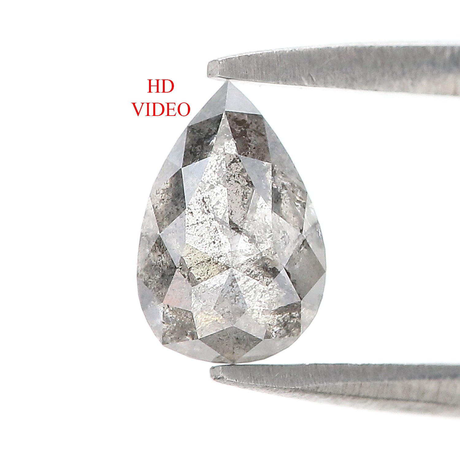 1.03 CT Natural Loose Pear Shape Diamond Salt And Pepper Pear Diamond 7.65 MM Natural Loose Black Grey Color Pear Rose Cut Diamond LQ3349