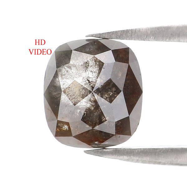 Natural Loose Cushion Diamond, Salt And Pepper Diamond, Natural Loose Diamond, Cushion Rose Cut Diamond, 2.04 CT Cushion Shape Diamond KDL2887