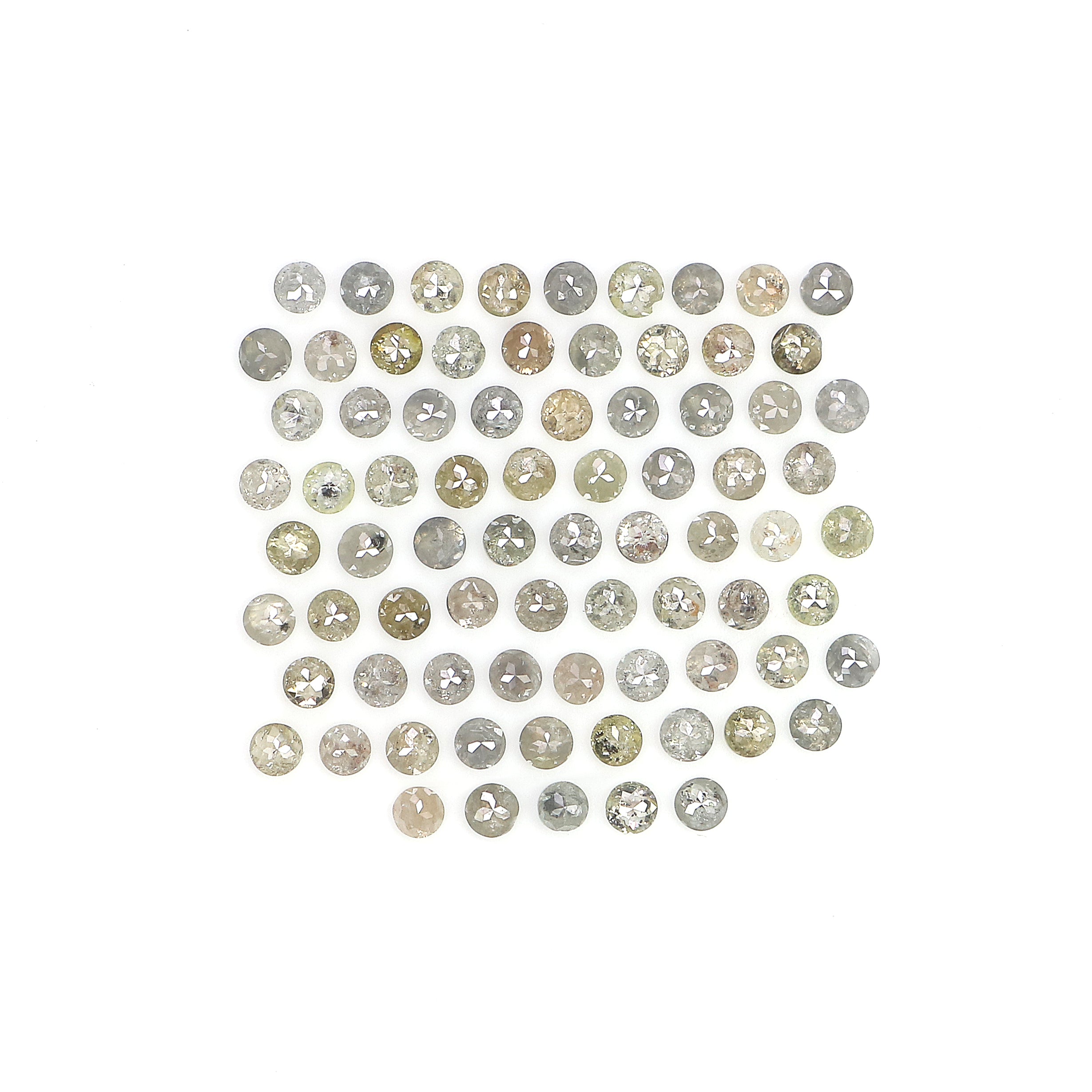 2.49 CT Natural Loose Round Rose Cut Diamond Grey Color Round Shape Diamond 1.80 MM Natural Loose Yellow Color Round Rose Cut Diamond LQ094