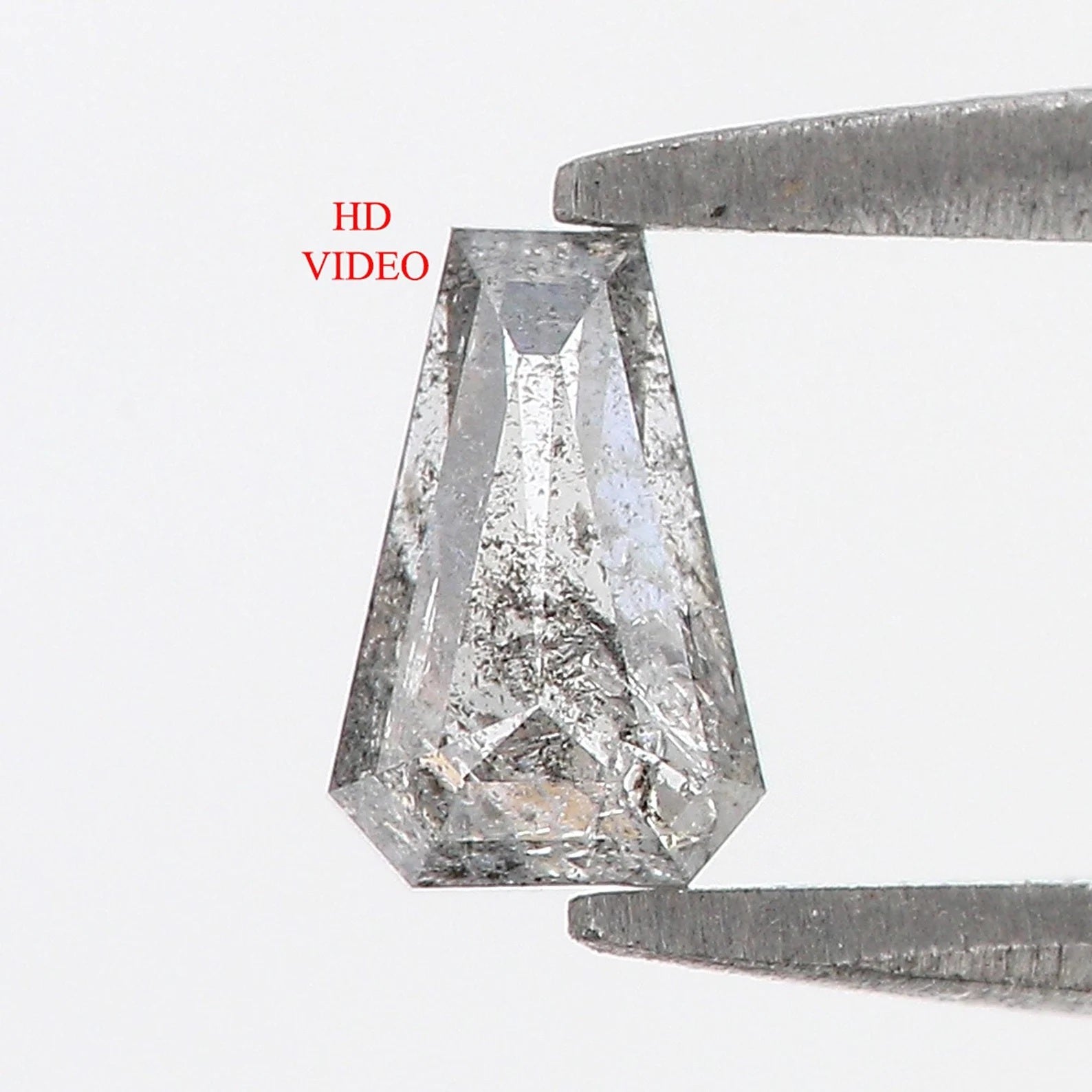 0.43 Ct Natural Loose Coffin Shape Diamond Salt Pepper Coffin Cut Diamond 5.90 MM Natural Black Grey Color Coffin Rose Cut Diamond QN914