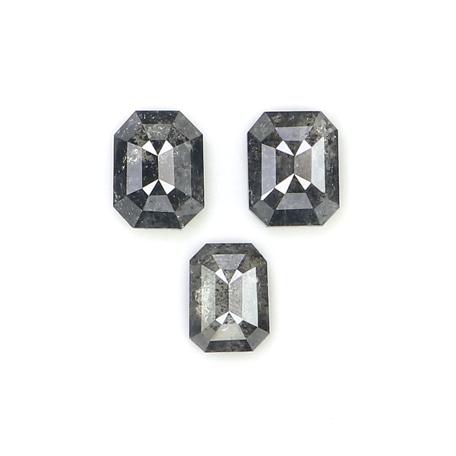 0.83 CT Natural Loose Emerald Shape Diamond Salt And Pepper Emerald Cut Diamond 4.10 MM Natural Black Grey Color Emerald Diamond KR2587
