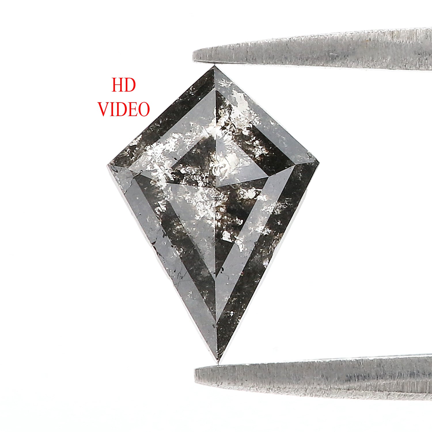 0.98 CT Natural Loose Kite Shape Diamond Salt And Pepper Kite Diamond 10.55 MM Natural Loose Black Grey Color Kite Rose Cut Diamond L3408