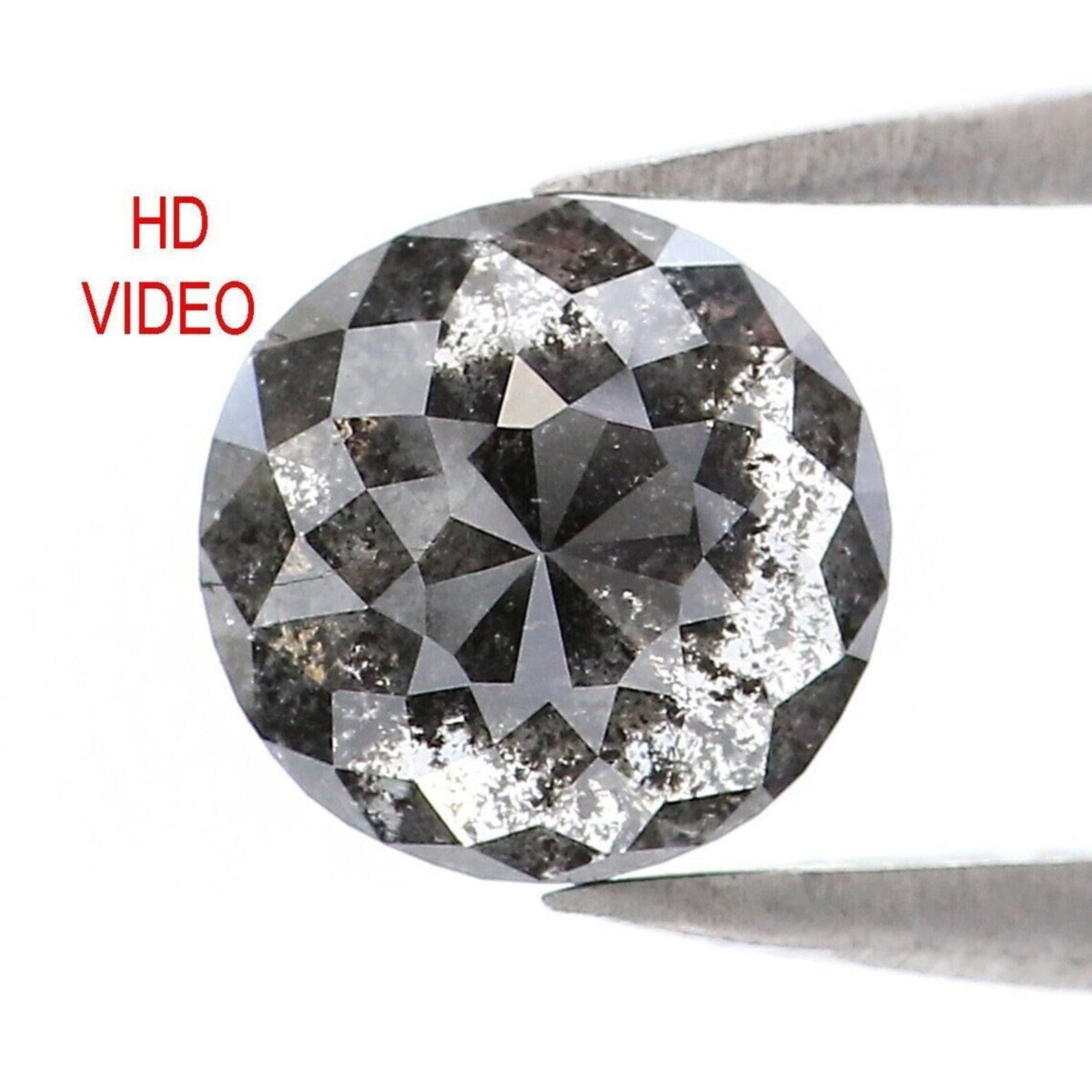 0.89 CT Natural Loose Round Rose Cut Diamond Salt And Pepper Round Cut Diamond 6.25 MM Natural Loose Black Grey Round Shape Diamond NQ1972