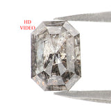 1.20 CT Natural Loose Emerald Shape Diamond Salt And Pepper Emerald Shape Diamond 6.75 MM Black Grey Color Emerald Rose Cut Diamond QL9570