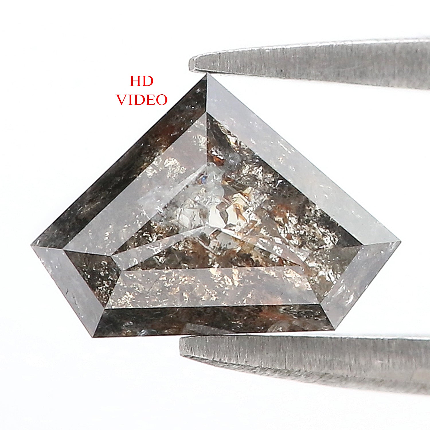 1.59 Ct Natural Loose Shield Shape Diamond Salt And Pepper Shield Cut Diamond 6.80 MM Black Gray Color Shield Shape Rose Cut Diamond LQ2300
