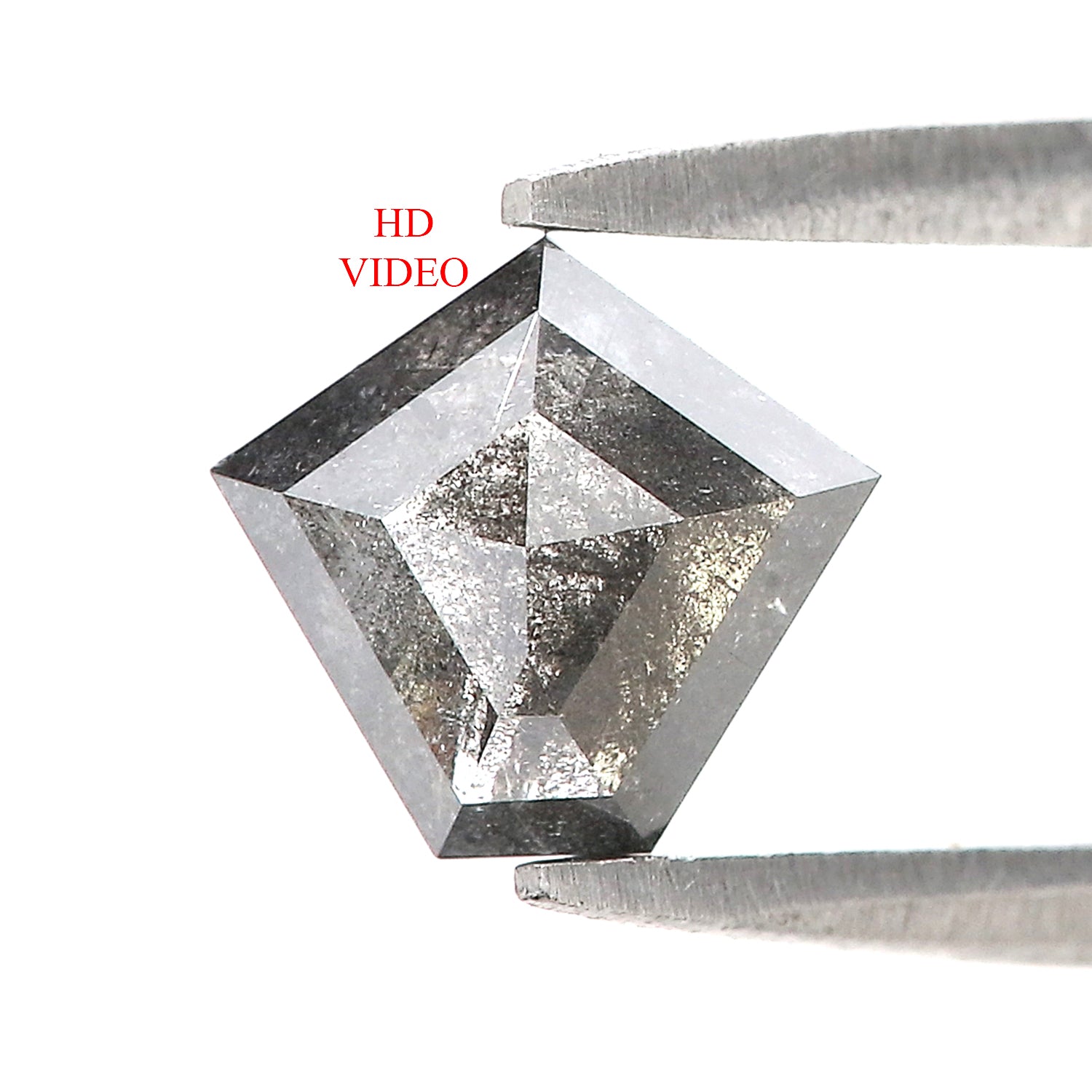 0.80 Ct Natural Loose Pentagon Shape Diamond Salt And Pepper Pentagon Cut Diamond 6.40 MM Black Gray Color Pentagon Rose Cut Diamond LQ1300