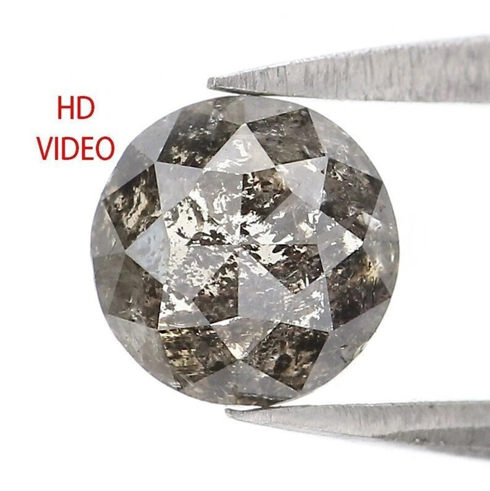 1.00 CT Natural Loose Round Rose Cut Salt And Pepper Diamond Natural Black Grey Color Diamond 6.10 MM Round Rose Cut Shape Diamond QN2188