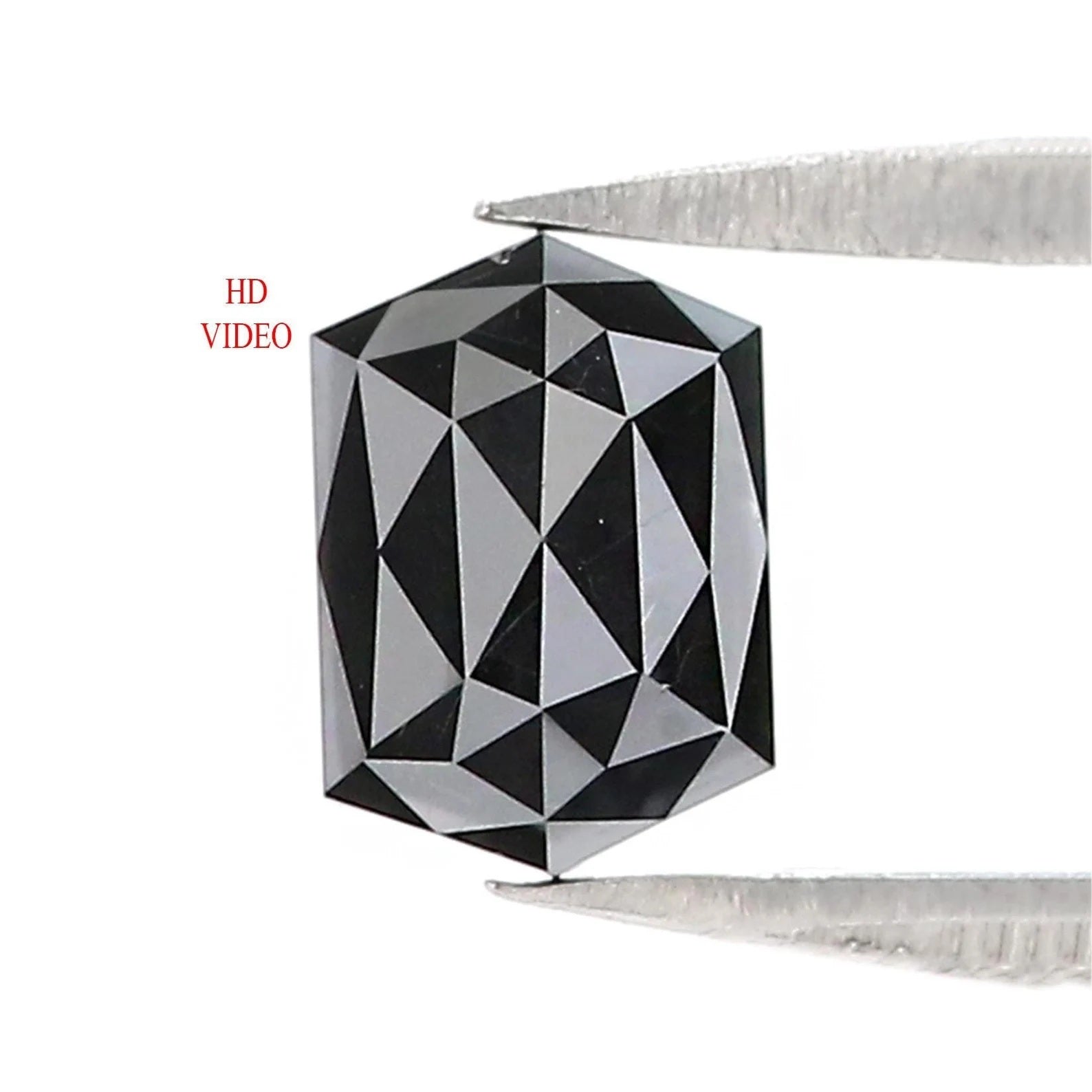 0.88 CT Natural Loose Hexagon Shape Diamond Black Color Hexagon Cut Diamond 6.25 MM Natural Diamond Black Hexagon Rose Cut Diamond QN520