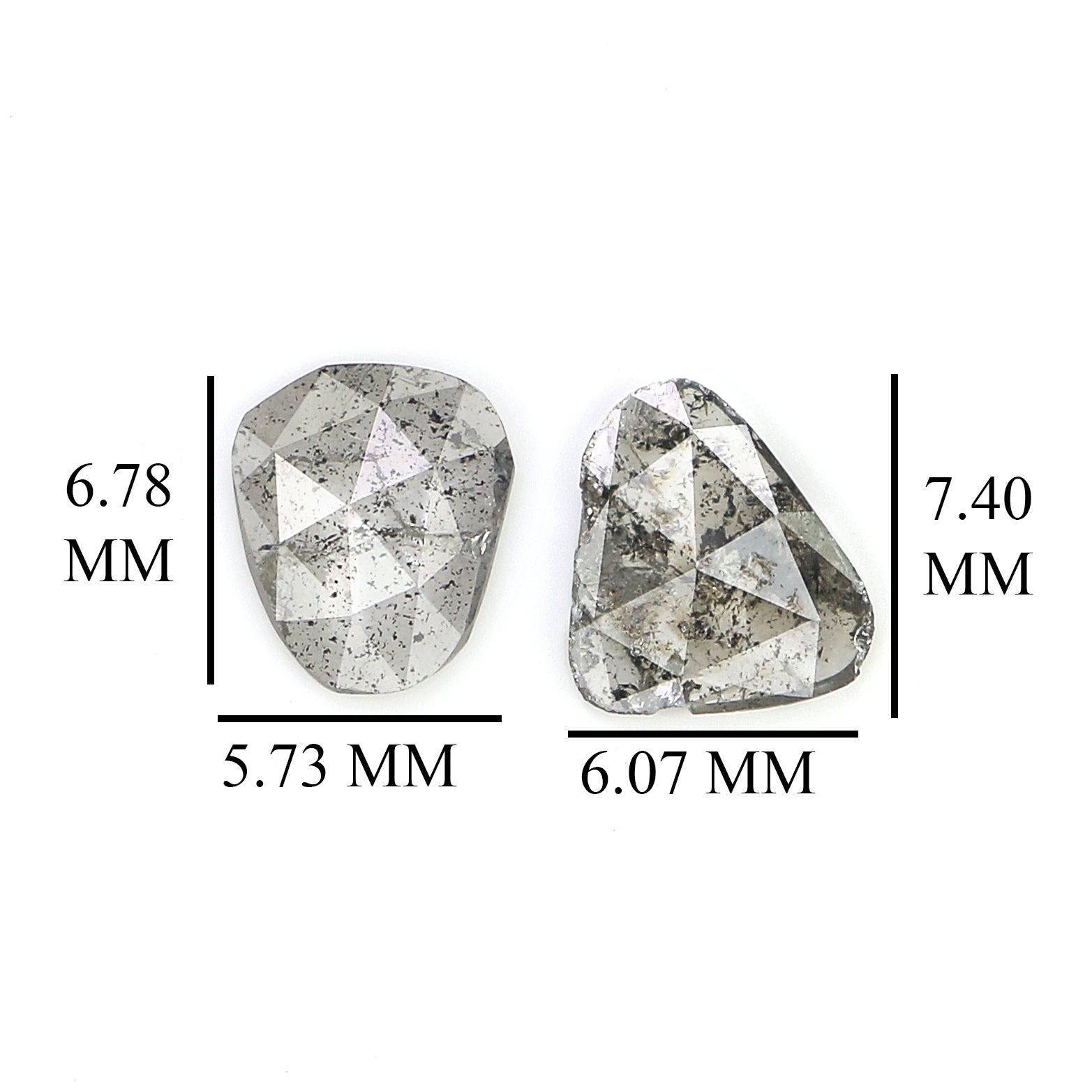 Natural Salt And Pepper Slice Diamond Pair Black Grey Loose Flat Diamond For Custom Galaxy Earrings Rustic Diamond Earring Stone L3622