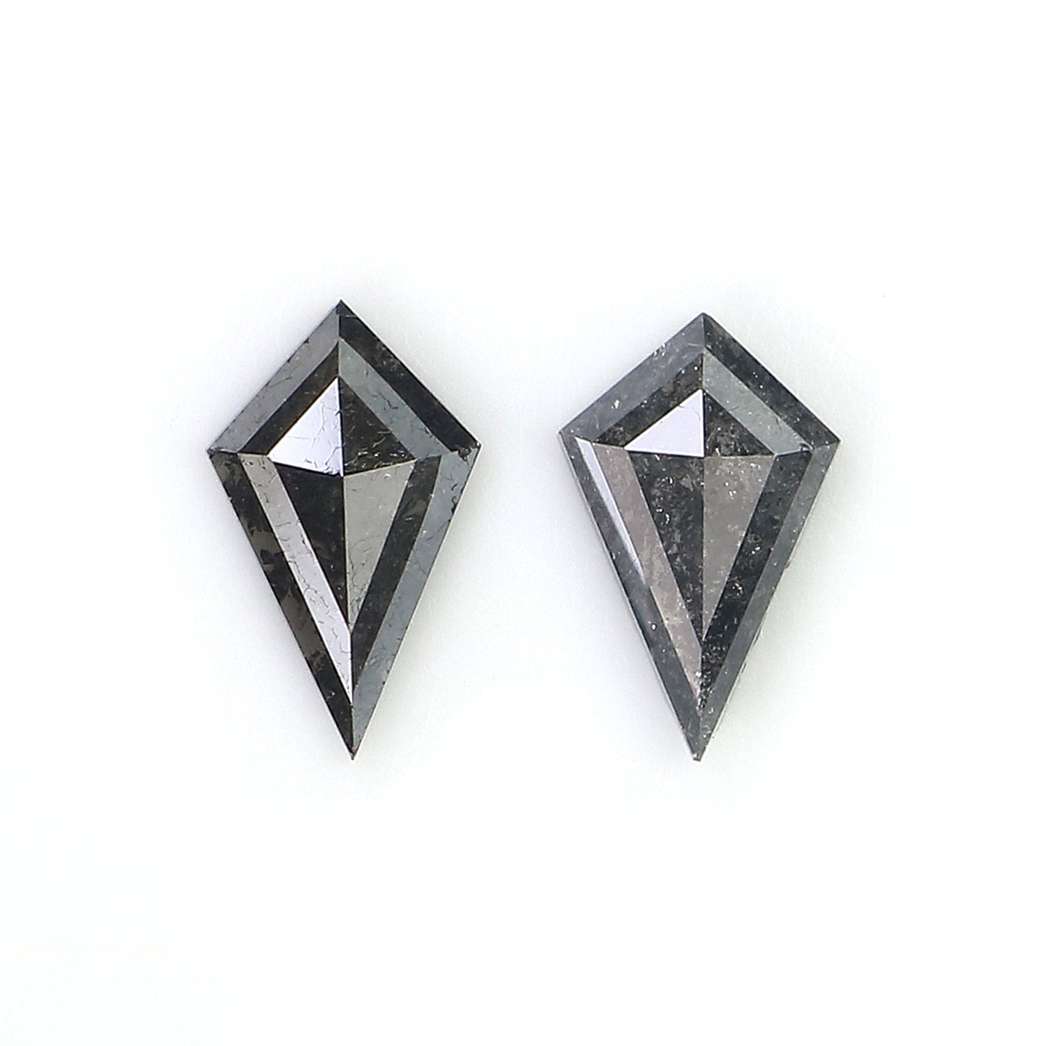 0.82 CT Natural Loose Kite Shape Pair Diamond Salt And Pepper Kite Cut Diamond 7.90 MM Natural Black Grey Color Kite Rose Cut Diamond L3396
