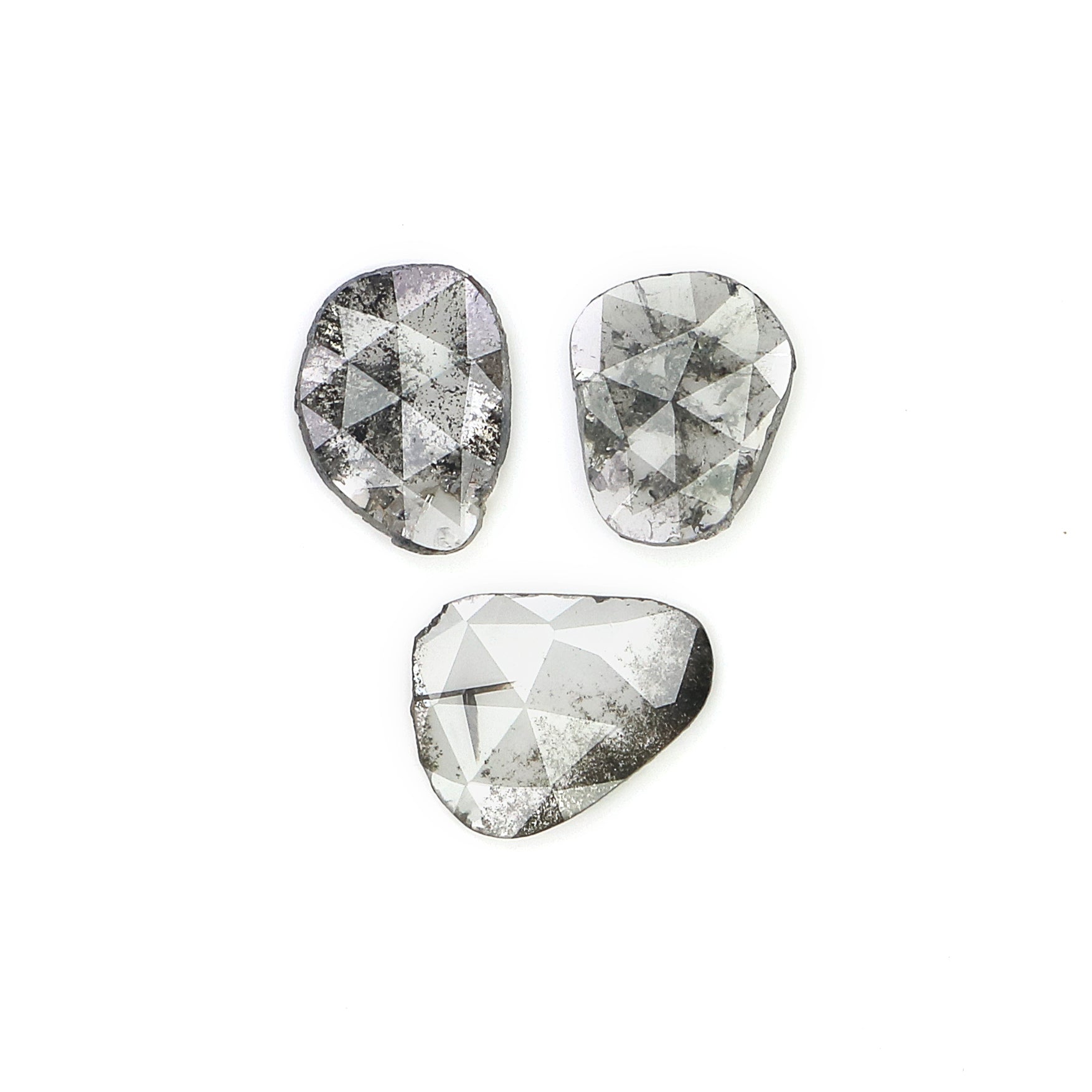 0.98 CT Natural Loose Slice Shape Diamond Salt And Pepper Slice Uncut Diamond 8.10 MM Natural Black Grey Diamond Irregular Cut Diamond L3616