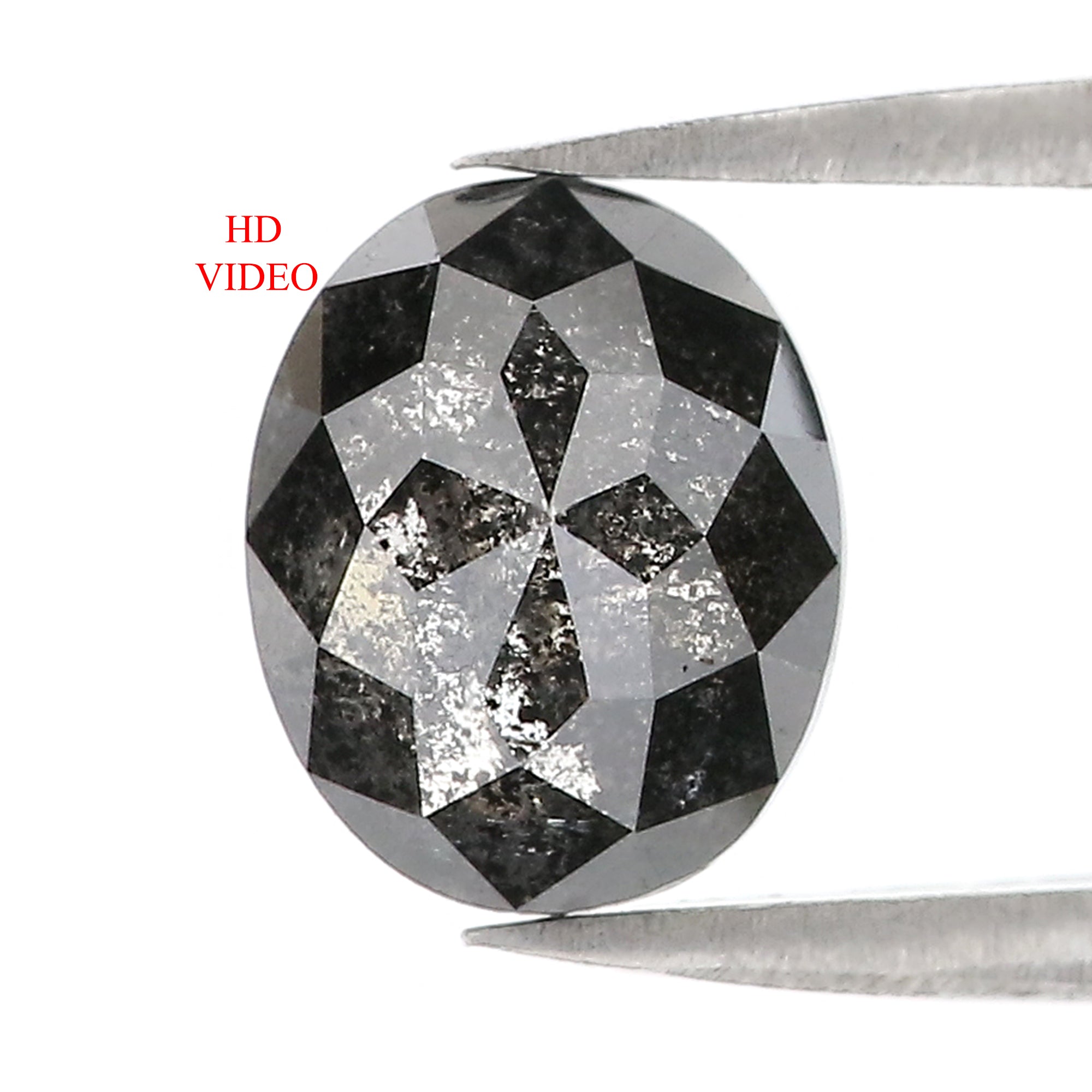 2.63 Ct Natural Loose Oval Shape Diamond Salt And Pepper Oval Cut Diamond 9.15 MM Natural Loose Diamond Oval Shape Rose Cut Diamond LC61