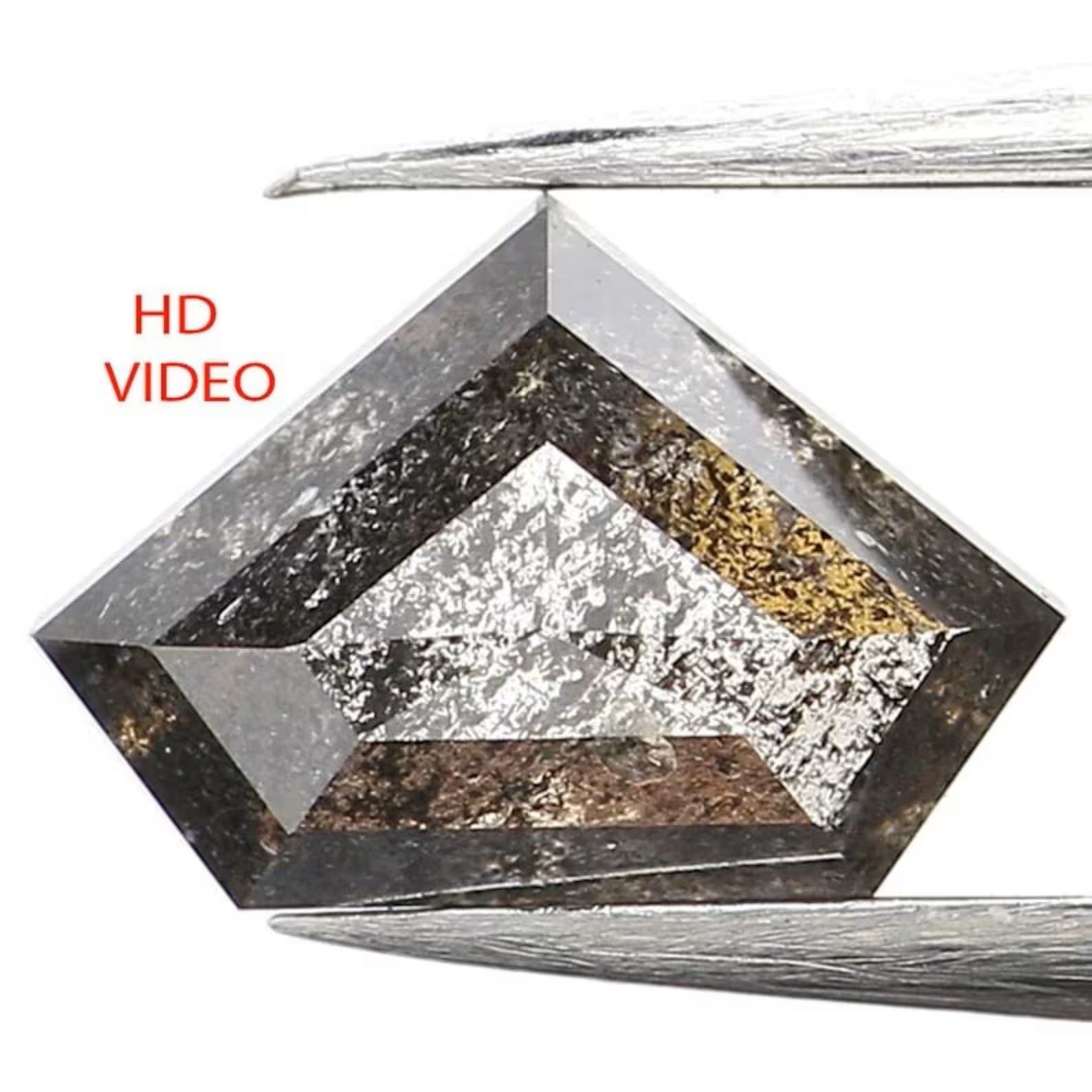 0.84 Ct Natural Loose Shield Cut Diamond Salt And Pepper Shield Diamond 5.20 MM Natural Loose Black Grey Color Shield Rose Cut Diamond QN943