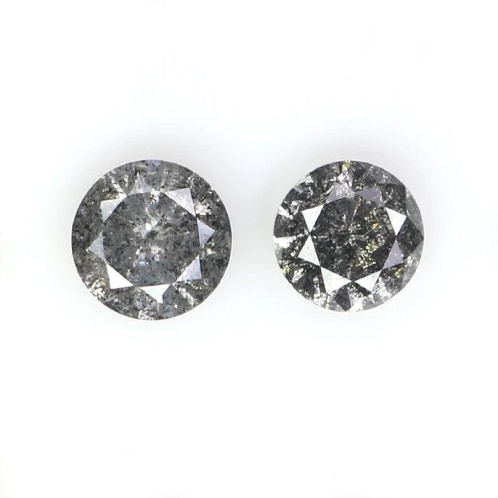 0.42 Ct Natural Loose Round Shape Pair Diamond Salt And Pepper Round Cut Diamond 3.85 MM Black Gray Color Round Brilliant Cut Diamond NQ2315