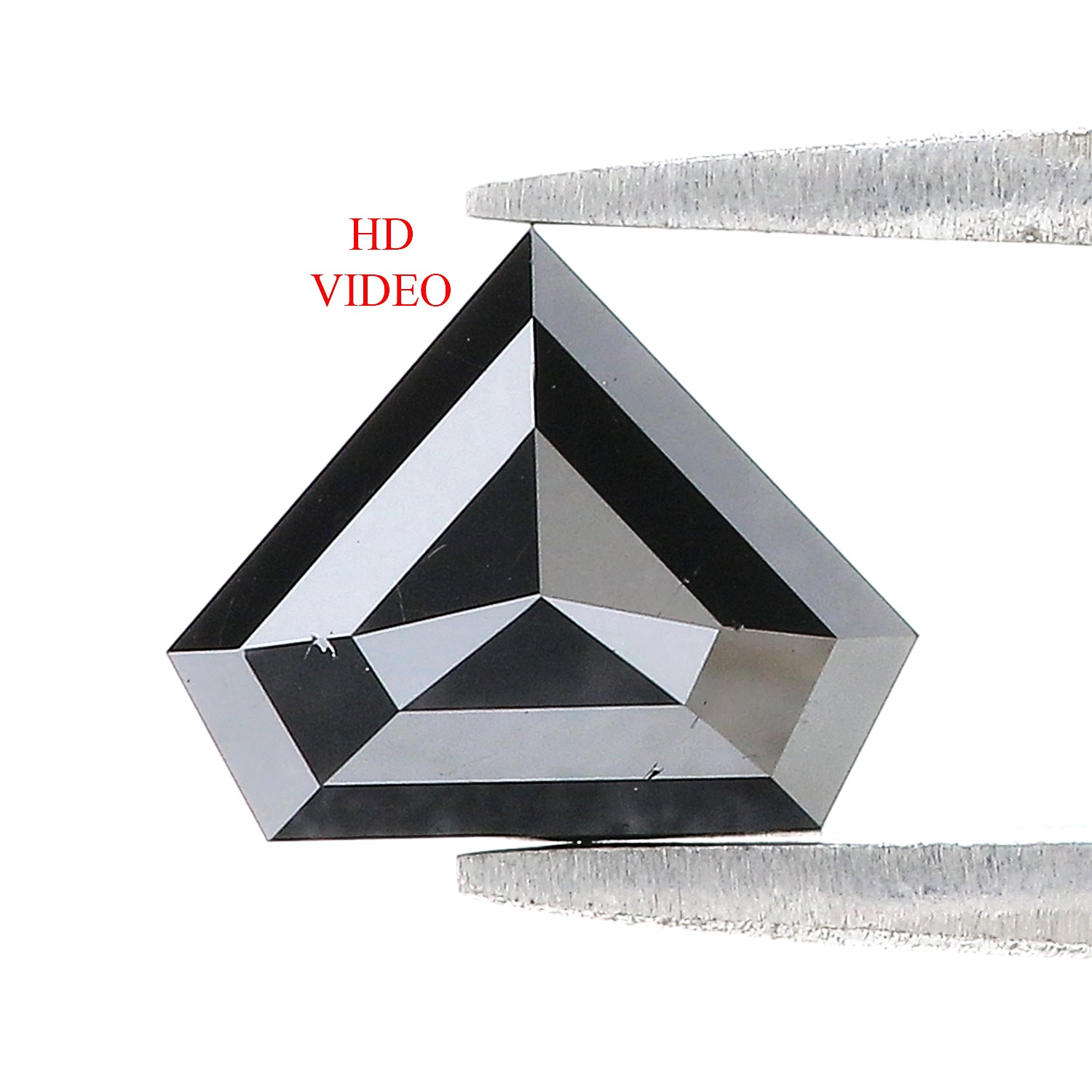 2.08 CT Natural Loose Shield Shape Diamond Black Color Shield Rose Cut Diamond 7.55 MM Natural Loose Shield Shape Black Color Diamond LQ9188