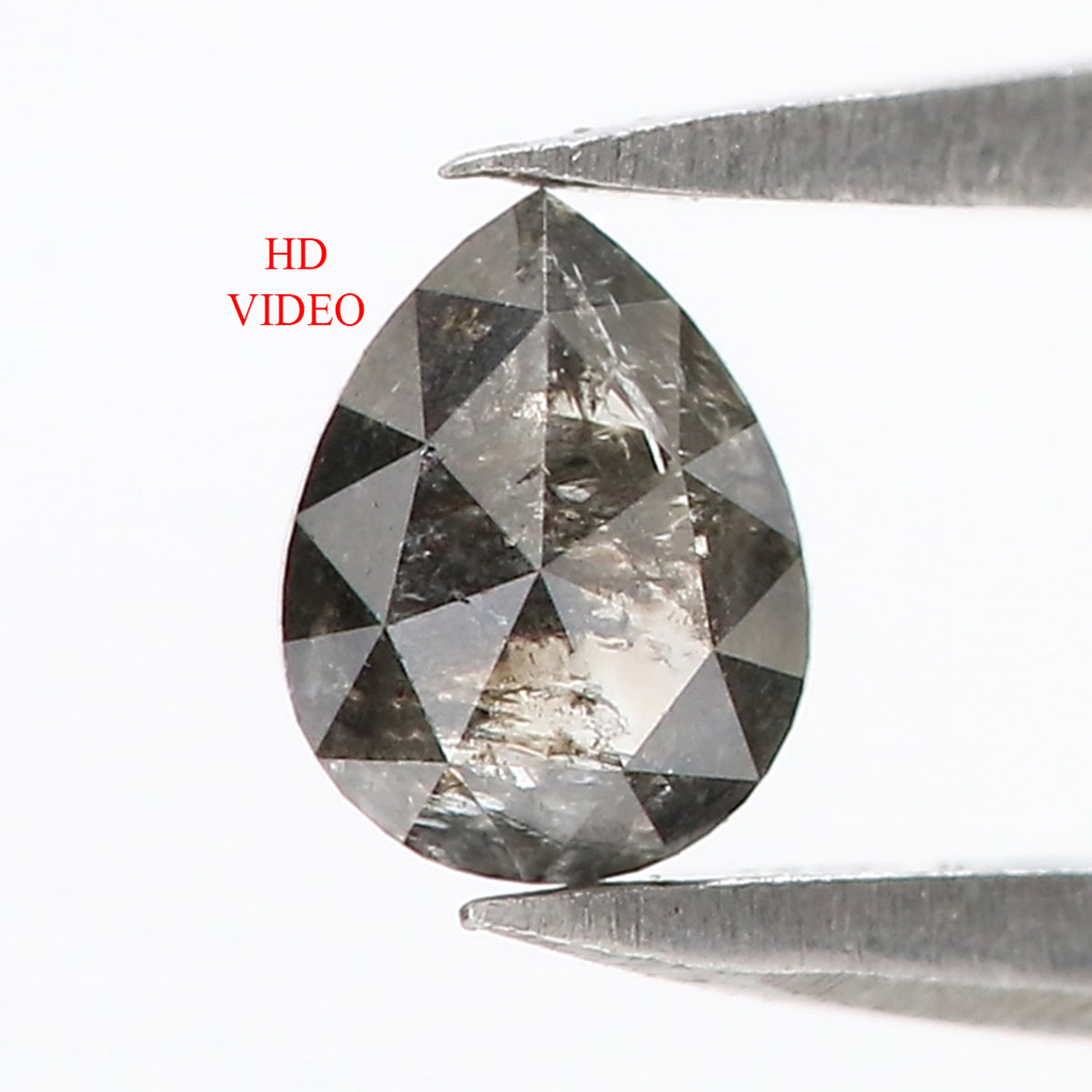 0.46 CT Natural Loose Pear Shape Diamond Salt And Pepper Pear Rose Cut Diamond 5.35 MM Natural Loose Pear Black Grey Color Diamond QL3126