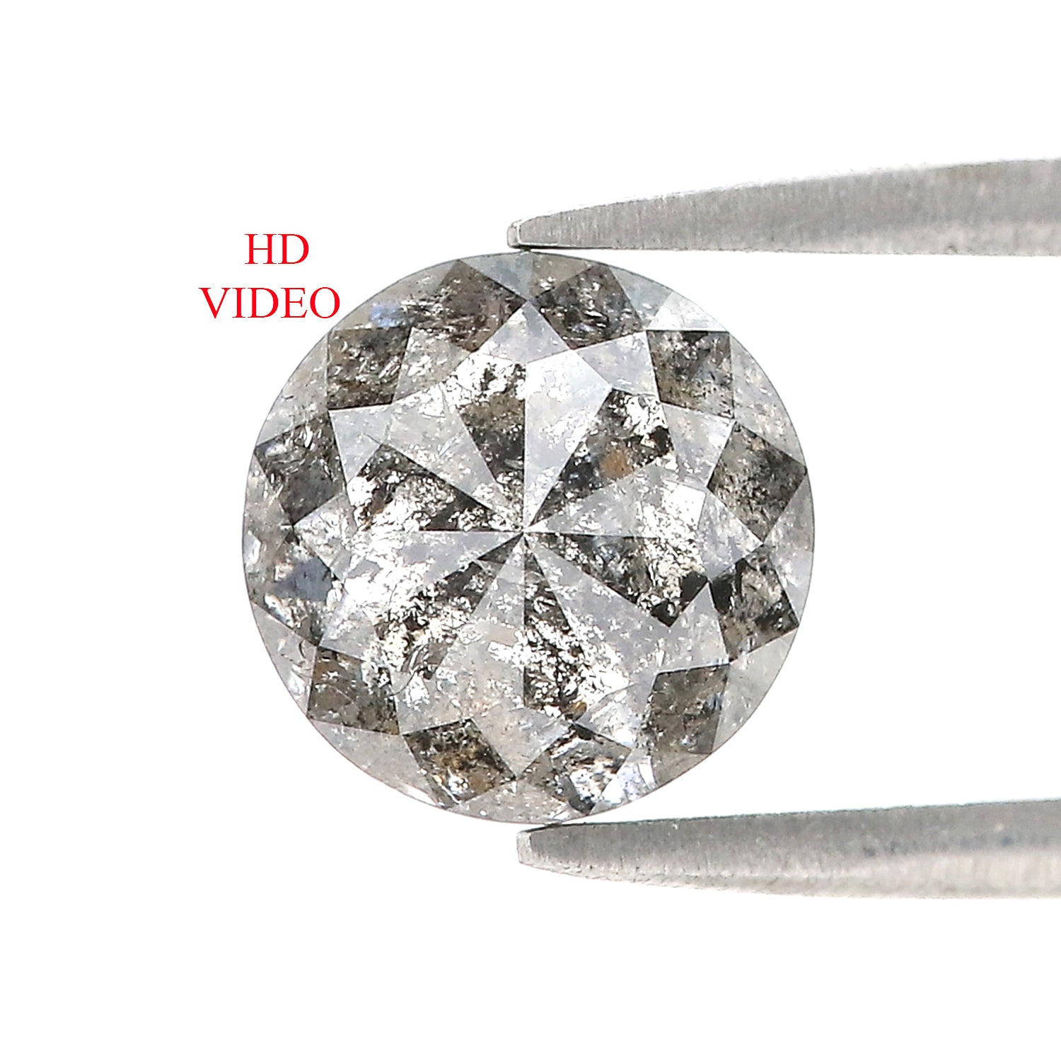 2.77 Ct Natural Loose Round Rose Cut Diamond Black Gray Color Round Diamond 8.40 MM Natural Loose Salt and Pepper Rose Cut Diamond QL9731