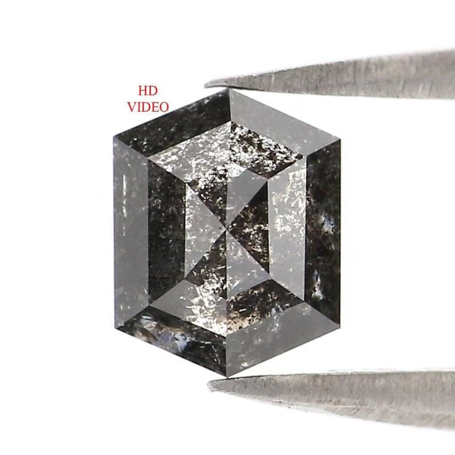 0.77 CT Natural Loose Hexagon Shape Diamond Salt And Pepper Hexagon Diamond 6.20 MM Natural Loose Diamond Hexagon Rose Cut Diamond NQ2467