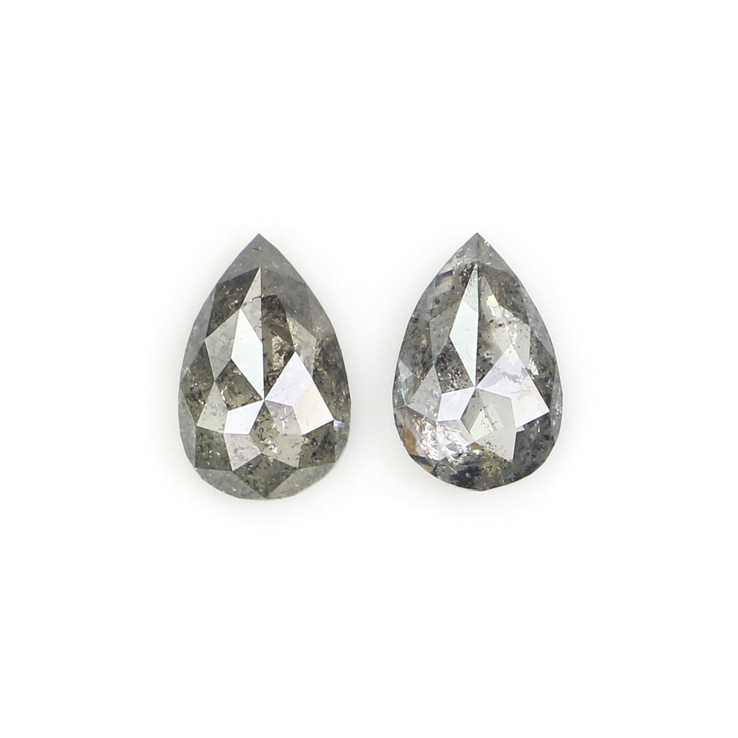 0.50 CT Natural Loose Pear Cut Pair Diamond Salt And Pepper Pear Shape Diamond 5.45 MM Natural Black Grey Color Pear Rose Cut Diamond N2277