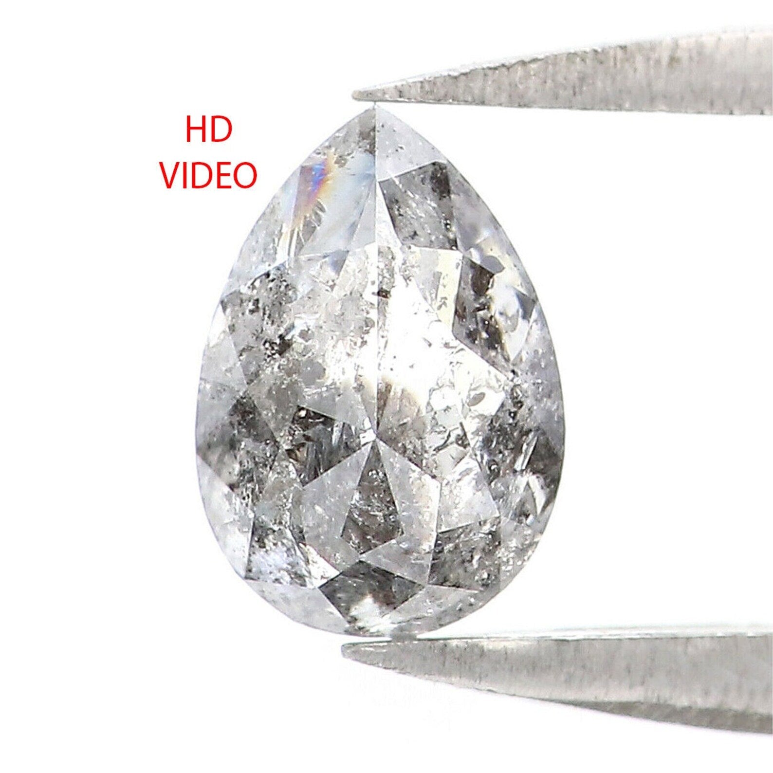 0.52 CT Natural Loose Pear Shape Diamond Salt And Pepper Pear Cut Diamond 6.00 MM Natural Loose Diamond Pear Shape Rose Cut Diamond QN1831