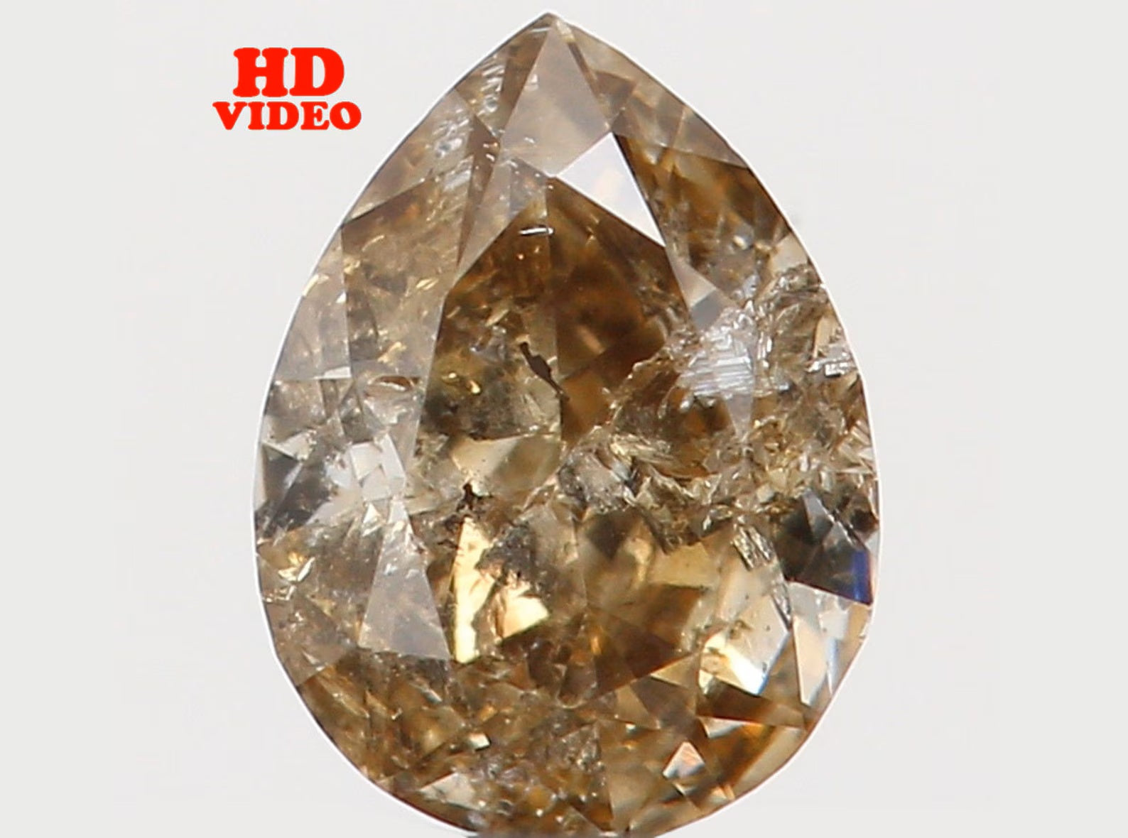 0.19 Ct Natural Loose Diamond Pear Greenish Brown Color I2 Clarity 4.20 MM N7258
