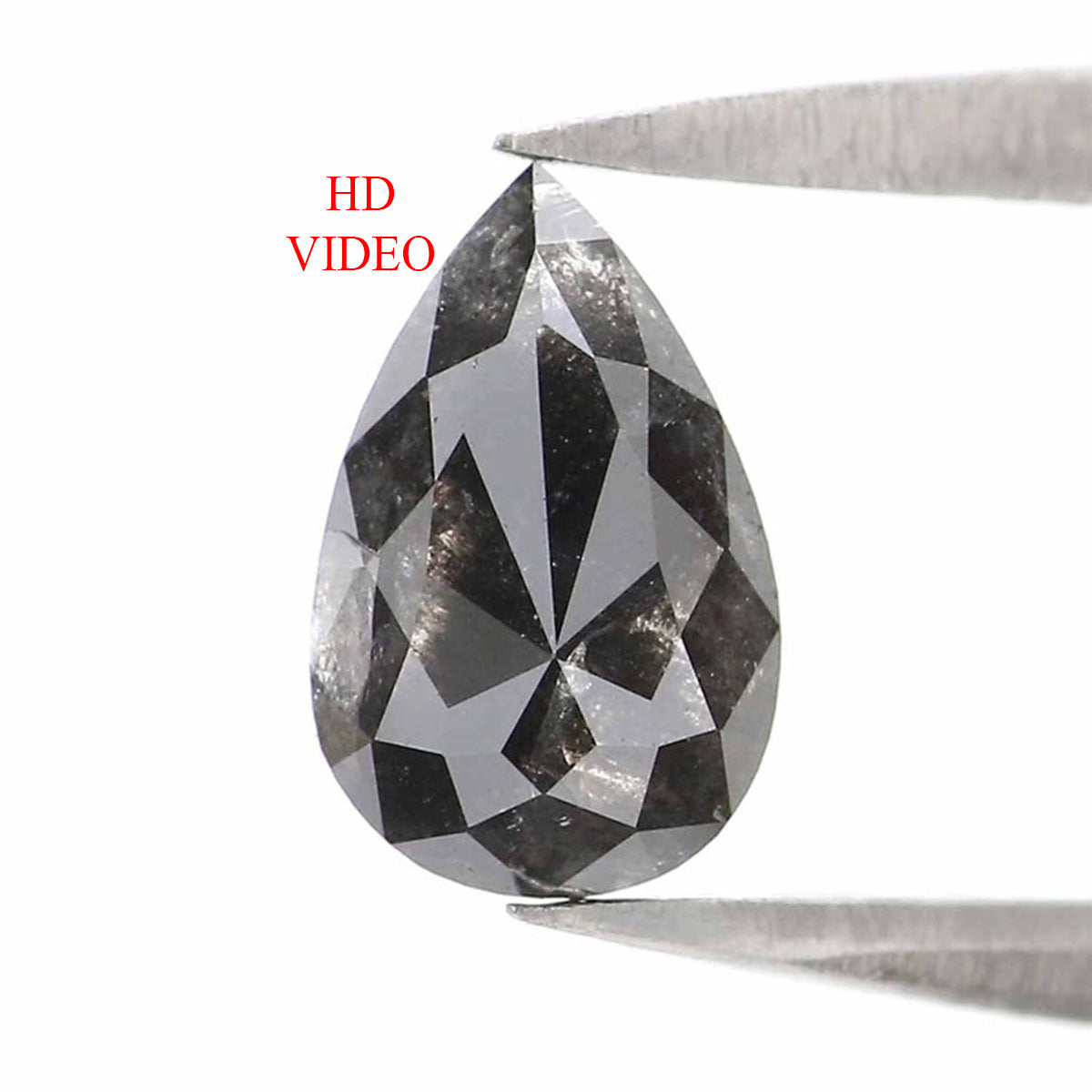 Natural Loose Pear Salt And Pepper Diamond Black Grey Color 0.67 CT 7.29 MM Pear Shape Rose Cut Diamond L2371