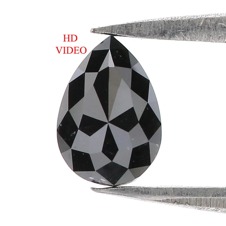 0.61 CT Natural Loose Pear Shape Diamond Black Color Pear Cut Diamond 7.00 MM Natural Loose Diamond Black Pear Rose Cut Diamond NQ2552