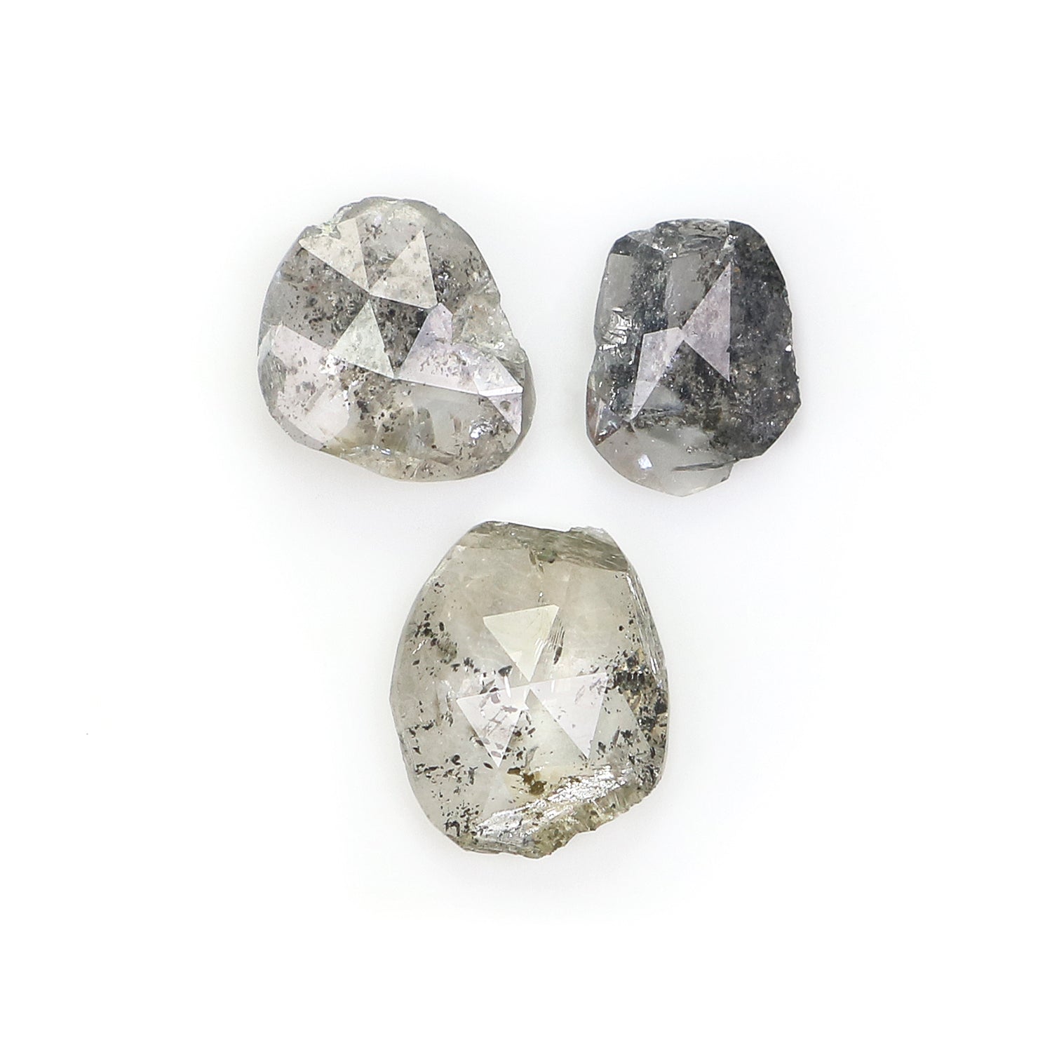 1.40 Ct Natural Loose Slice Shape Diamond Salt And Pepper Slice Cut Diamond 6.85 MM Natural Black Grey Diamond Irregular Cut Diamond L3455