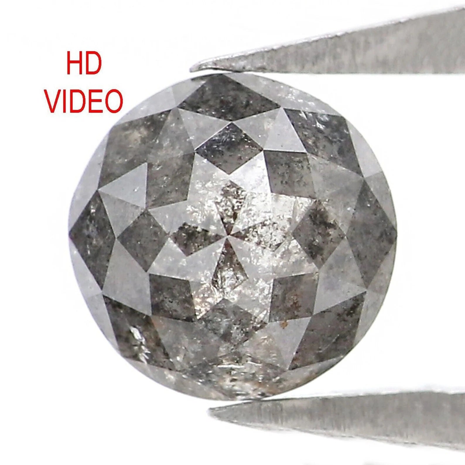 1.20 CT Natural Loose Rose Cut Diamond Salt And Pepper Diamond 6.20 MM Natural Loose Diamond Black Grey Color Round Rose Cut Diamond NQ1342