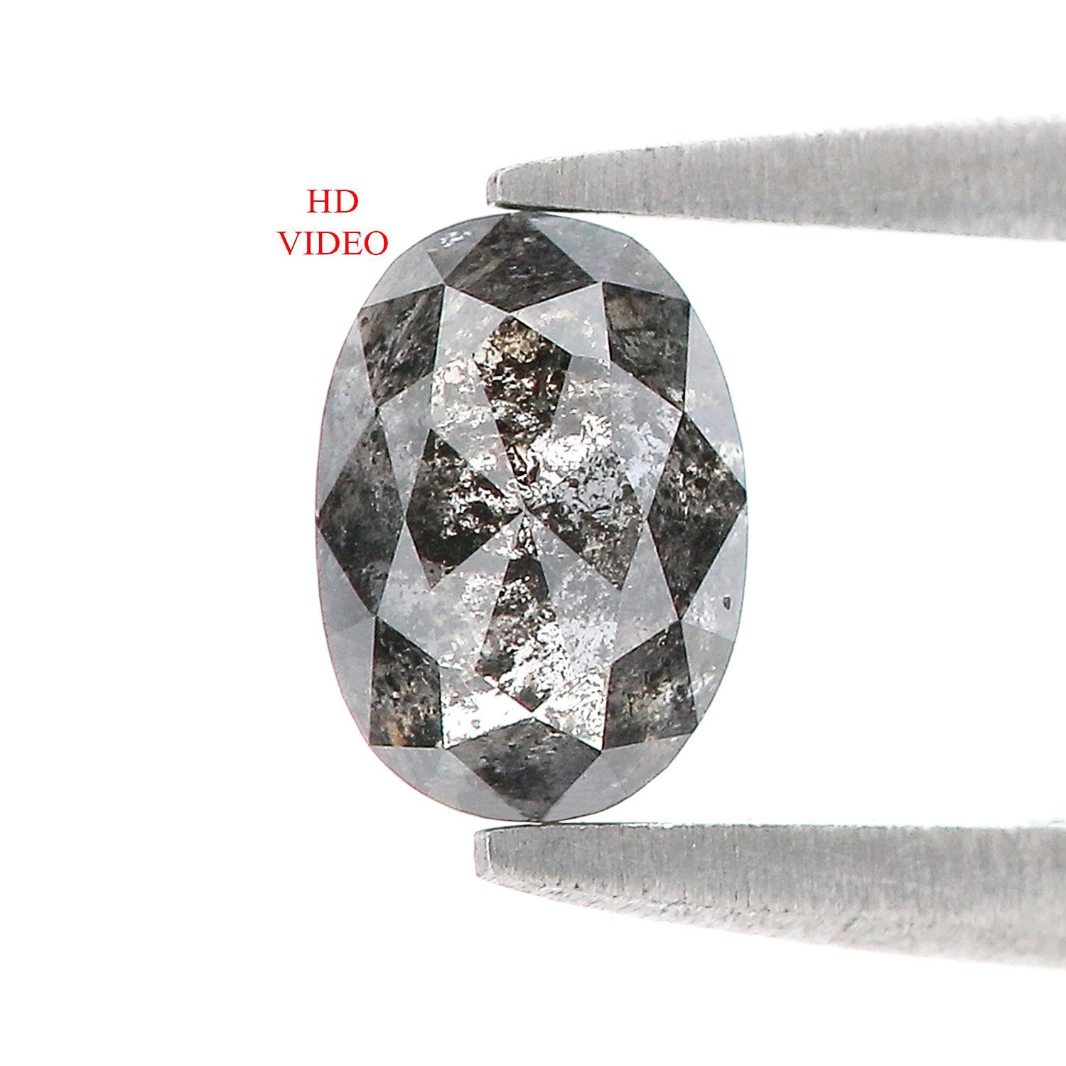 0.77 CT Natural Loose Oval Shape Diamond Salt And Pepper Oval Cut Diamond 6.25 MM Natural Black Grey Diamond Oval Rose Cut Diamond LQ2367