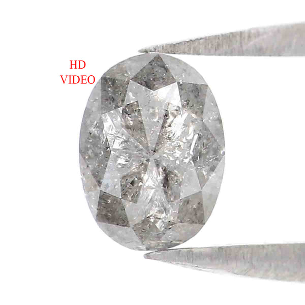 0.69 CT Natural Loose Oval Shape Diamond Salt And Pepper Oval Rose Cut Diamond 6.20 MM Black Grey Color Oval Shape Rose Cut Diamond LQ802