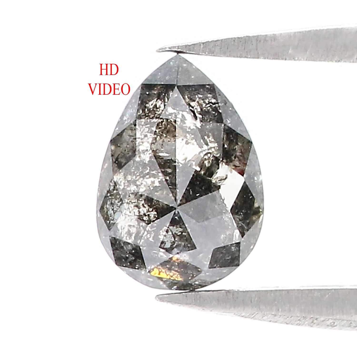 0.97 CT Natural Loose Pear Shape Diamond Salt And Pepper Pear Cut Diamond 7.55 MM Natural Black Grey Color Pear Rose Cut Diamond LQ3195