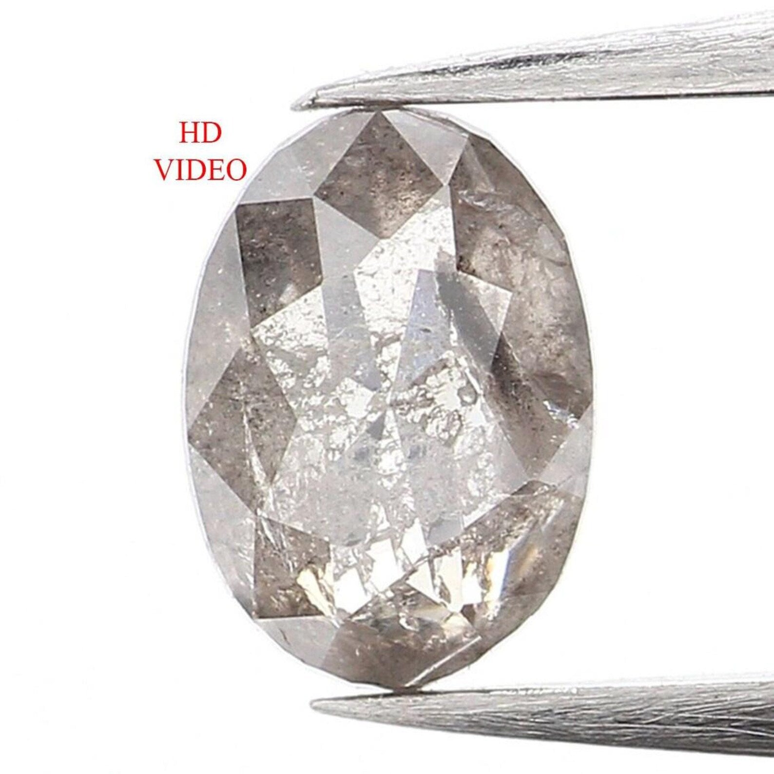 0.43 Ct Natural Loose Oval Cut Diamond Salt And Pepper Oval Cut Diamond 5.45 MM Natural Loose Black Grey Color Oval Rose Cut Diamond NQ999