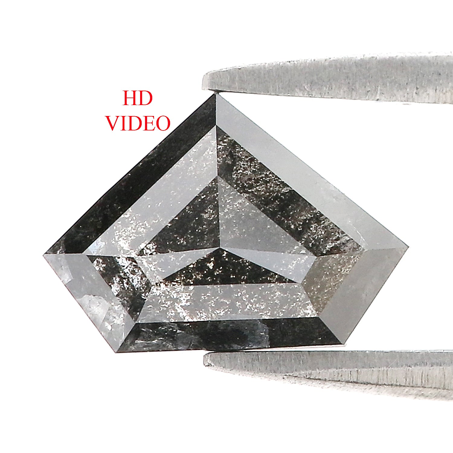 1.97 Ct Natural Loose Shield Shape Diamond Salt And Pepper Shield Cut Diamond 7.30 MM Black Gray Color Shield Shape Rose Cut Diamond QL700