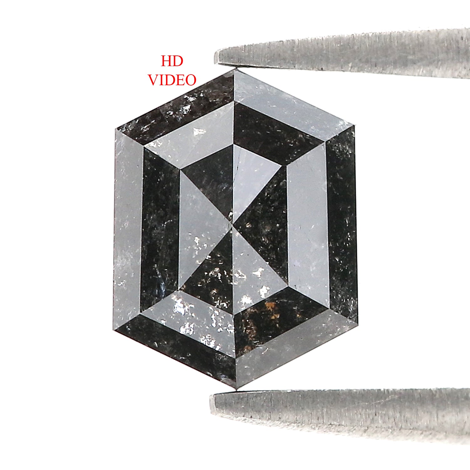 1.55 CT Natural Loose Hexagon Shape Diamond Salt And Pepper Hexagon Diamond 8.00 MM Black Grey Color Hexagon Shape Rose Cut Diamond QL734