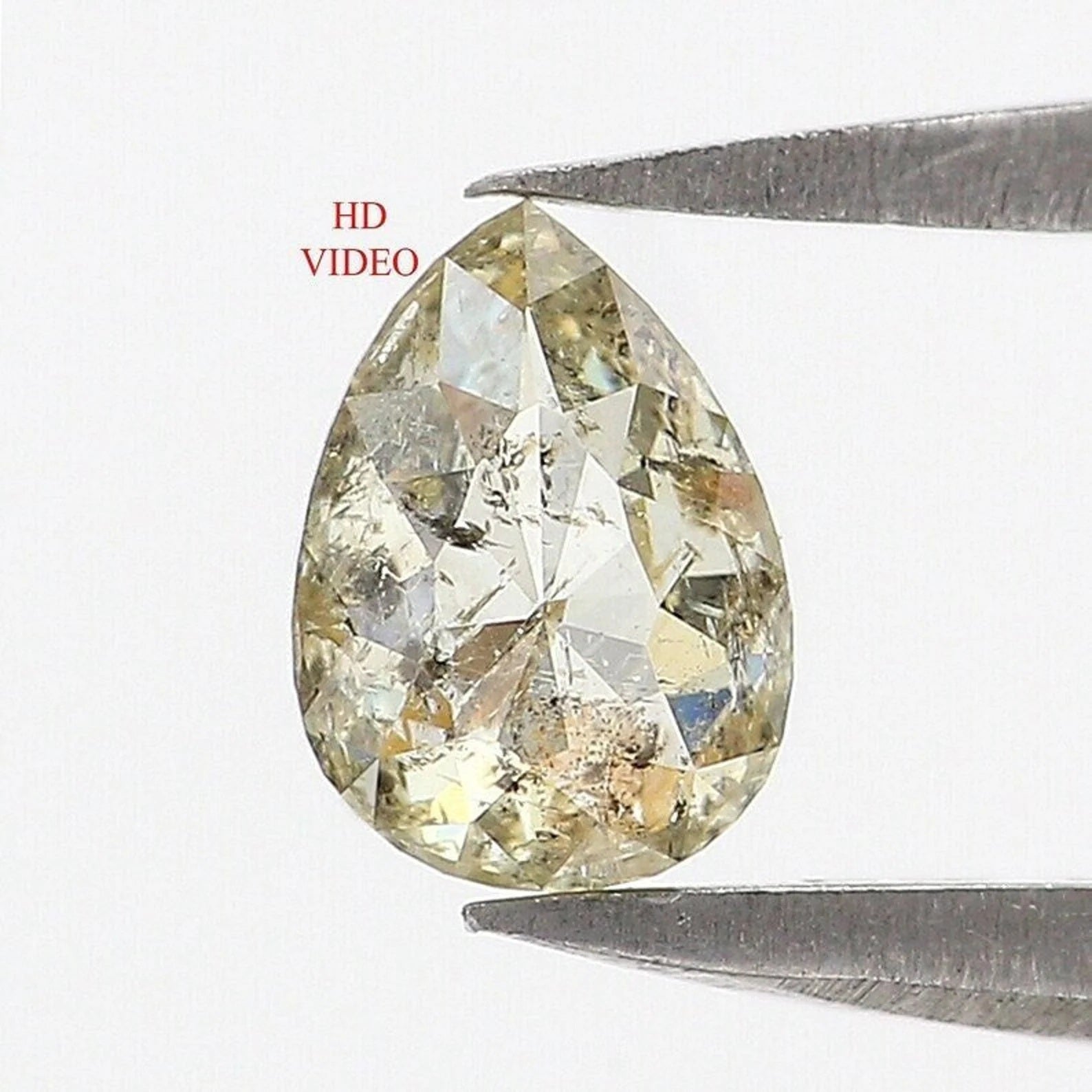 0.42 Ct Natural Loose Pear Shape Diamond Yellow Green Color Pear Cut Diamond 5.55 MM Natural Yellow Green Color Pear Rose Cut Diamond NQ129