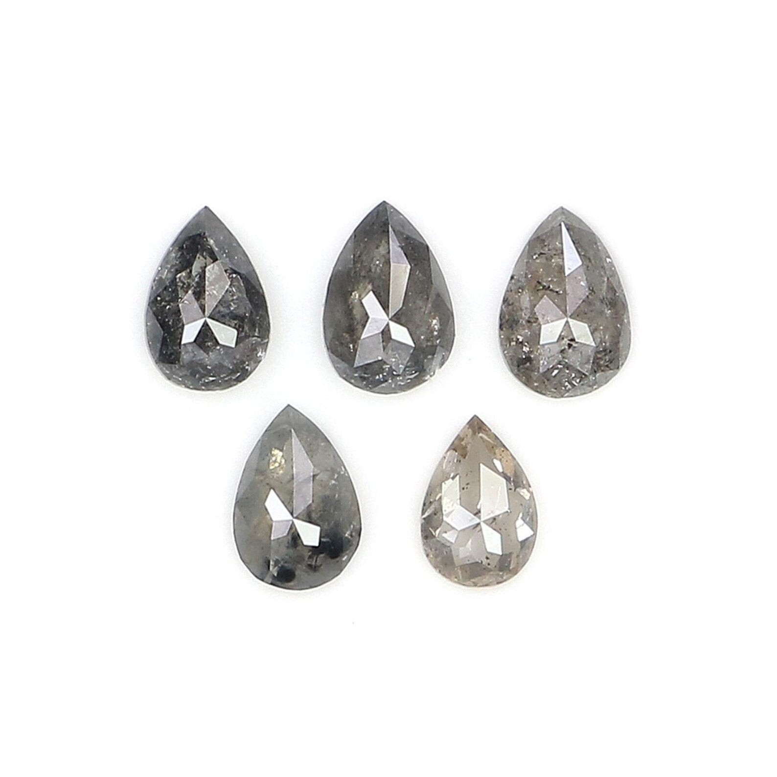 0.47 CT Natural Loose Pear Shape Diamond Salt And Pepper Pear Diamond 3.75 MM Natural Loose Black Grey Color Pear Rose Cut Diamond NQ2328