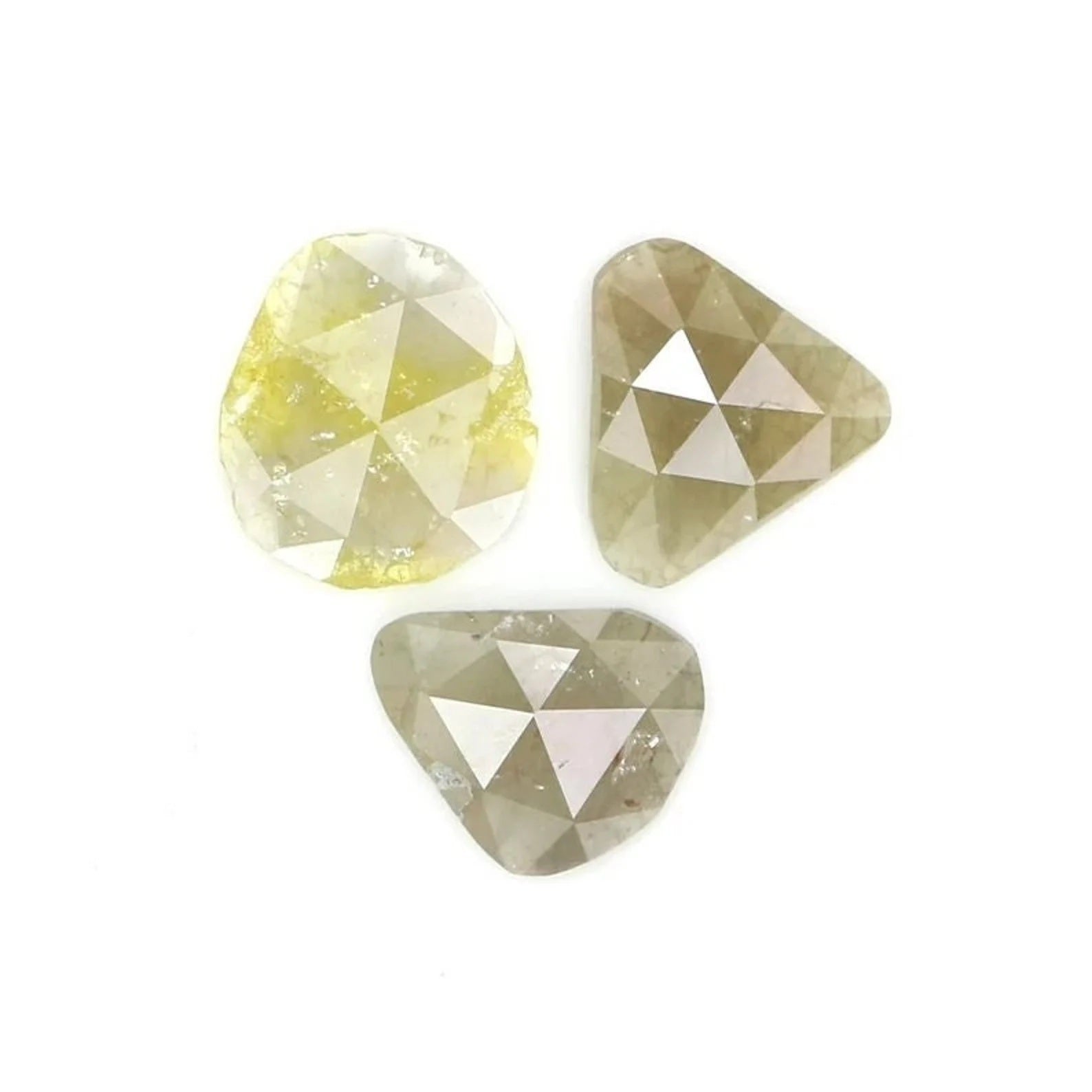 1.58 CT Natural Loose Slice Shape Diamond Yellow Color Irregular Cut Diamond 7.85 MM Natural Loose Gray Color Slice Rose Cut Diamond NQ2208