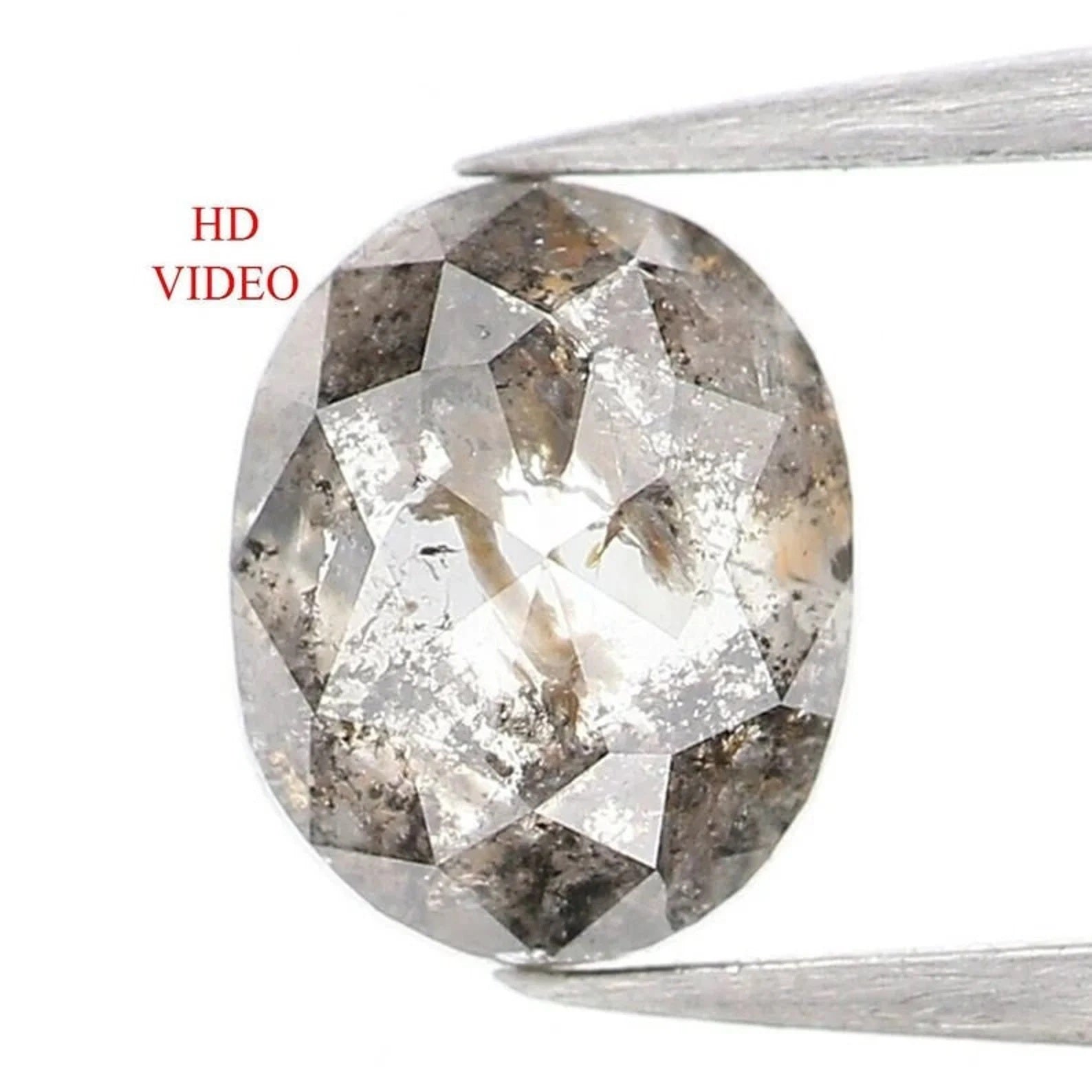 0.44 CT Natural Loose Oval Shape Diamond Salt And Pepper Oval Cut Diamond 5.30 MM Natural Loose Diamond Oval Shape Rose Cut Diamond NQ1444