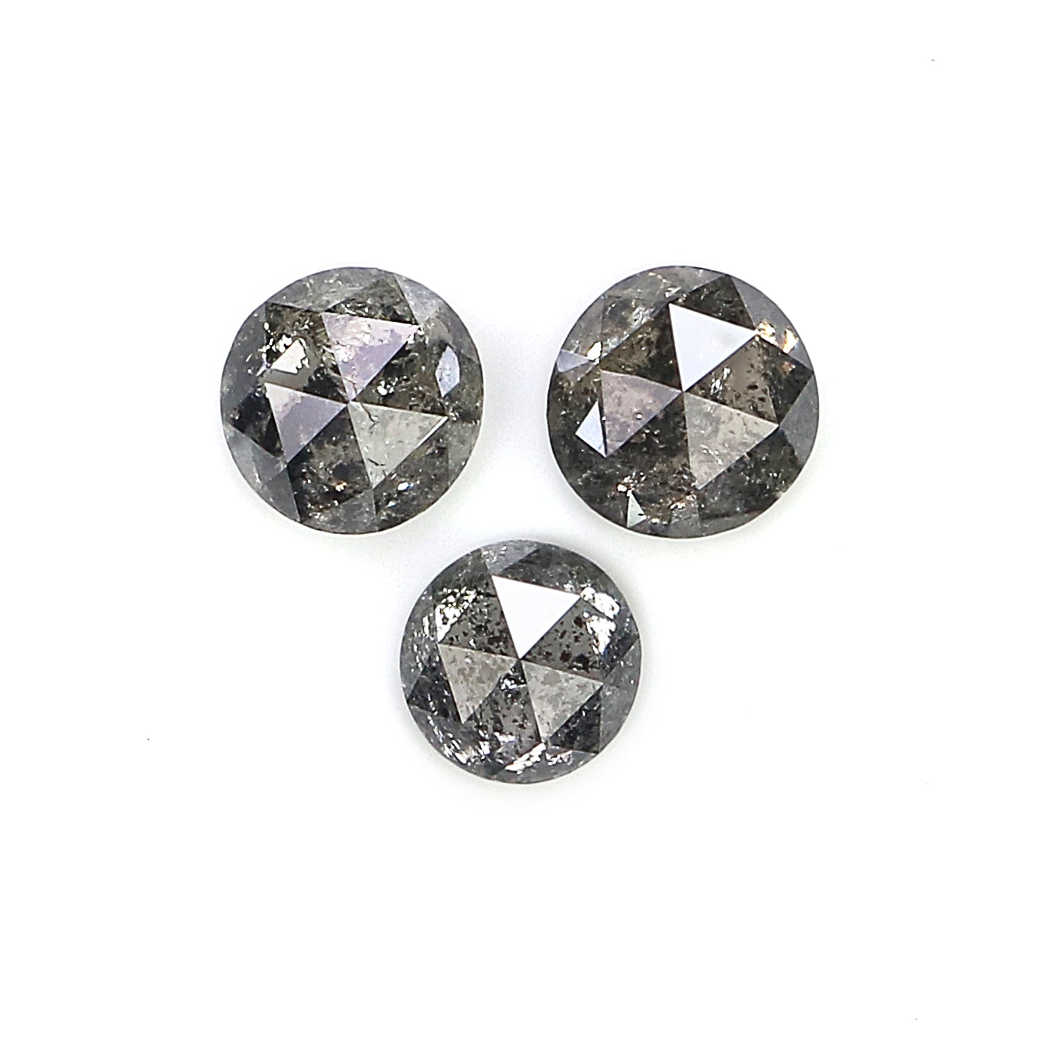 0.73 Ct Natural Loose Round Rose Cut Diamond Salt And Pepper Round Diamond 3.50 MM Natural Black Grey Color Round Rose Cut Diamond KQ2033