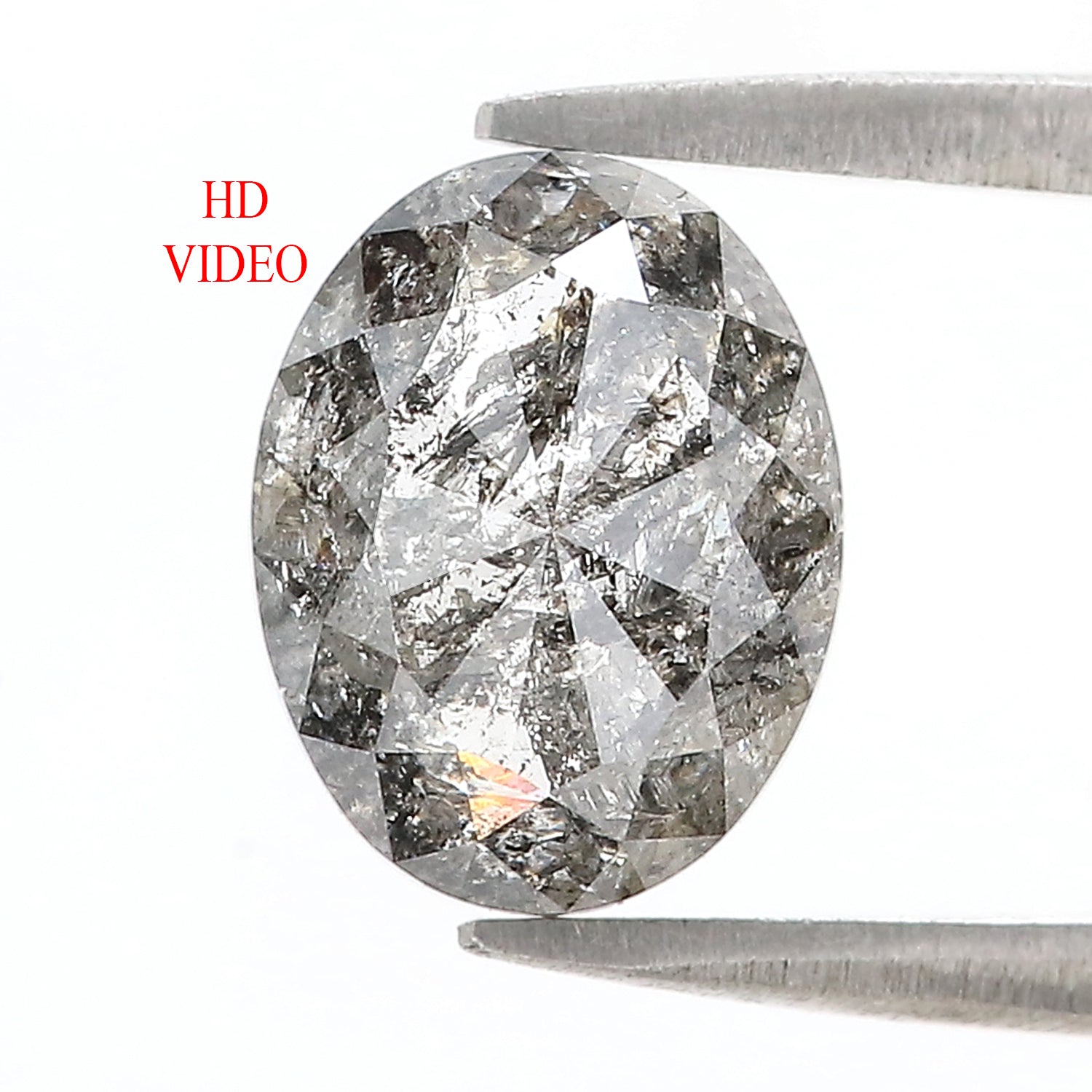 3.80 CT Natural Loose Oval Shape Diamond Salt And Pepper Oval Cut Diamond 10.10 MM Natural Black Grey Color Oval Rose Cut Diamond L3606