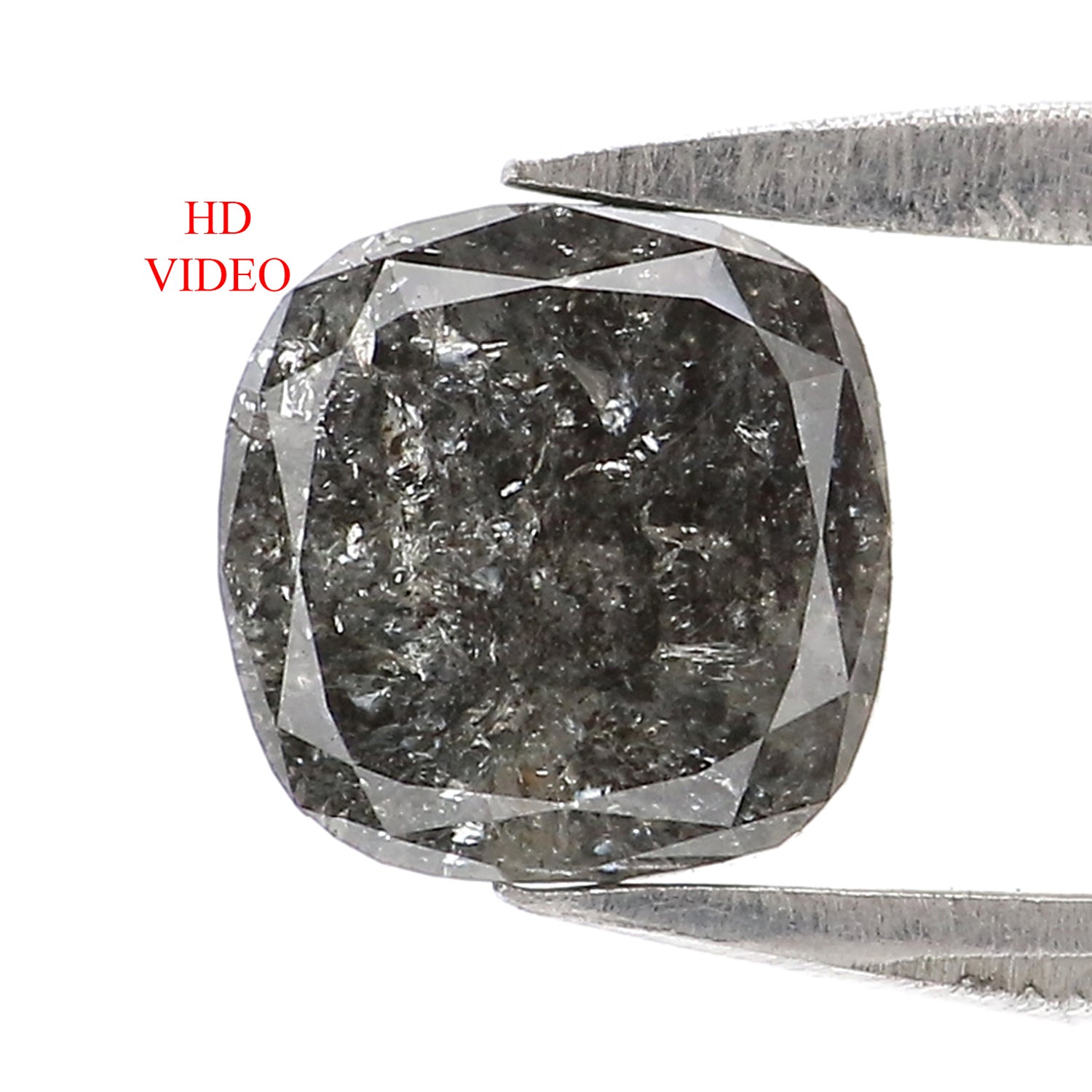 0.80 CT Natural Loose Cushion Shape Diamond Salt And Pepper Cushion Diamond 5.65 MM Natural Black Grey Cushion Brilliant Cut Diamond LQ2935