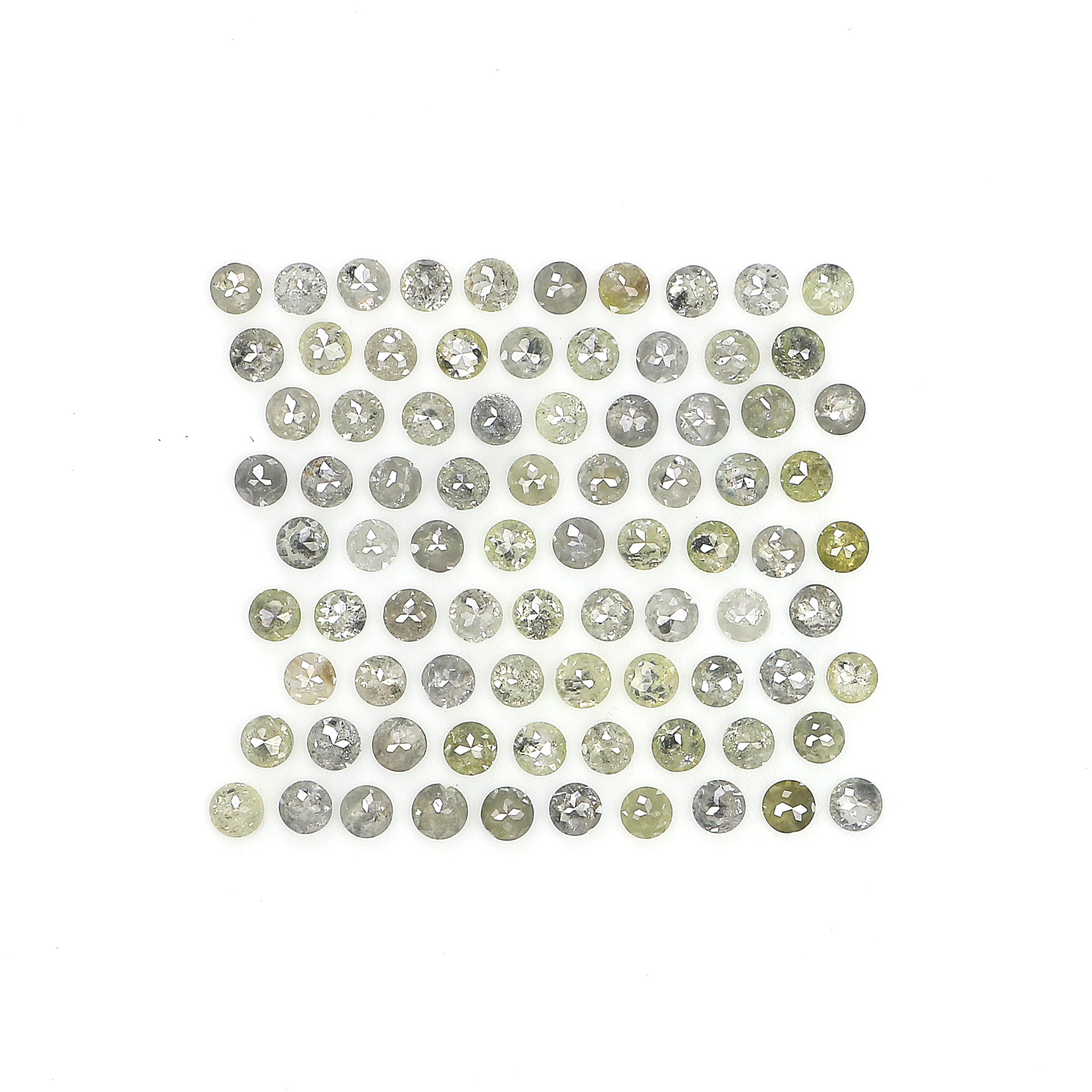 2.68 CT Natural Loose Round Rose Cut Diamond Grey Color Round Shape Diamond 1.80 MM Natural Loose Yellow Color Round Rose Cut Diamond LQ092