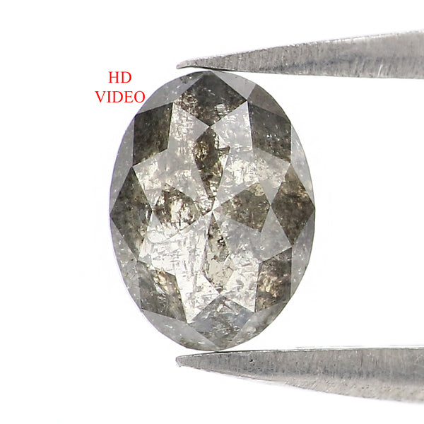 Natural Loose Oval Diamond, Salt And Pepper Oval Diamond, Natural Loose Diamond, Oval Rose Cut Diamond, 0.68 CT Oval Shape Diamond L2949