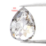 Natural Loose Pear Salt And Pepper Diamond Black Grey Color 0.38 CT 5.80 MM Pear Shape Rose Cut Diamond L1018